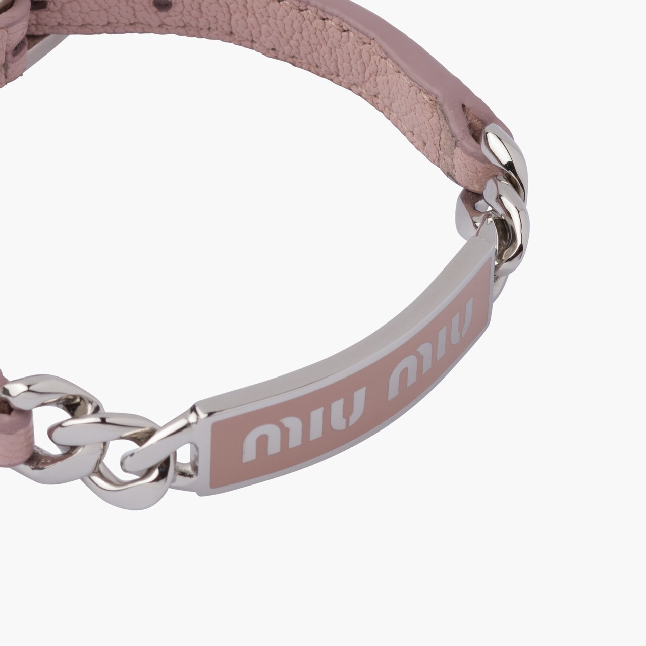 MIUMIU レザーメタルチェーンブレスレット