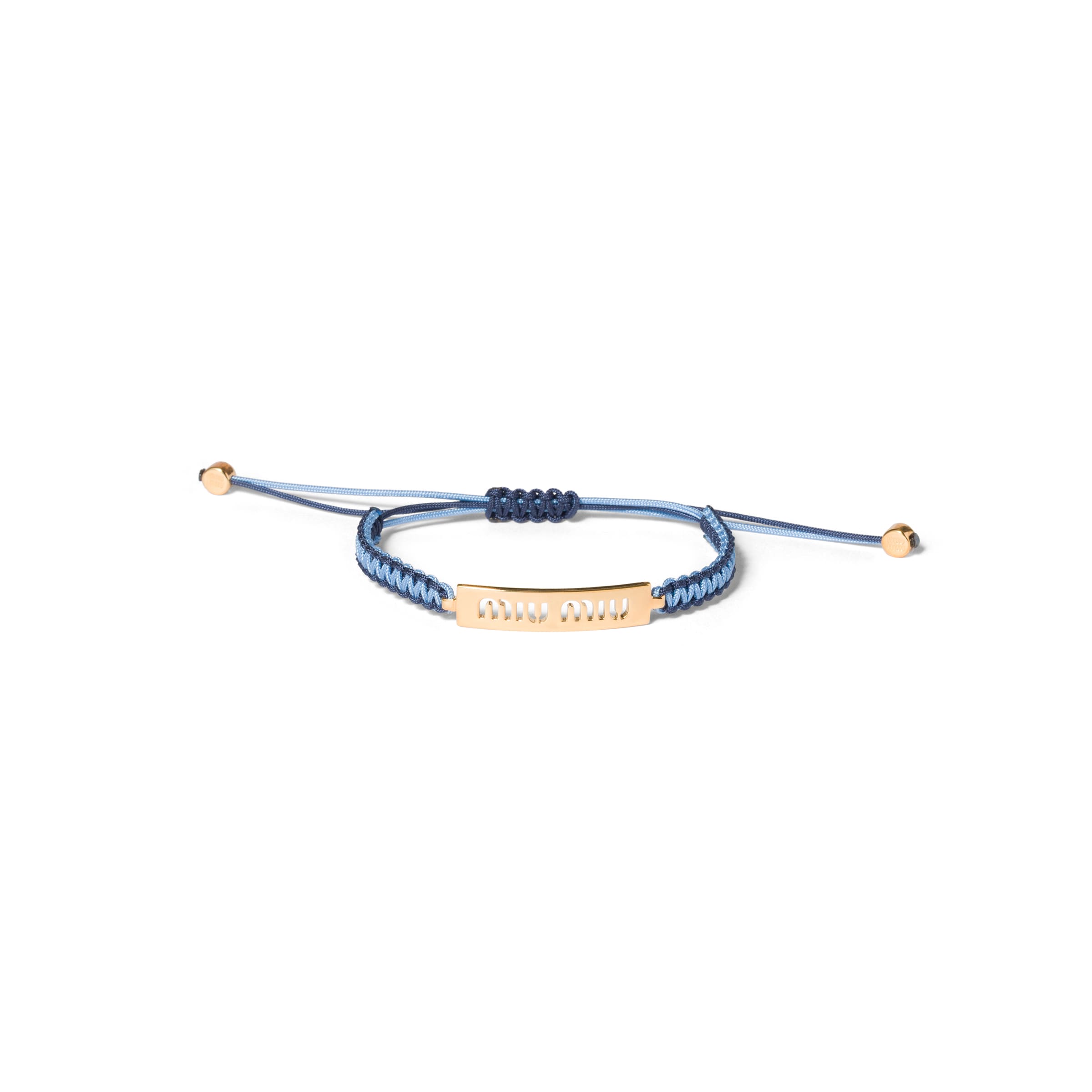 Miu Miu Adjustable Cord Bracelet Gold Tone Accents In Blue