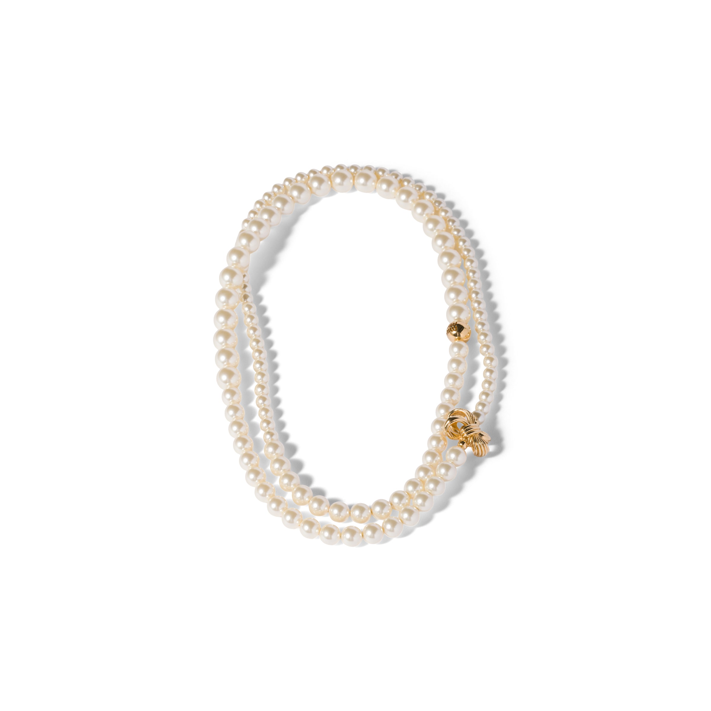 Miu Miu Metal And Pearl Necklace In Gold/cream