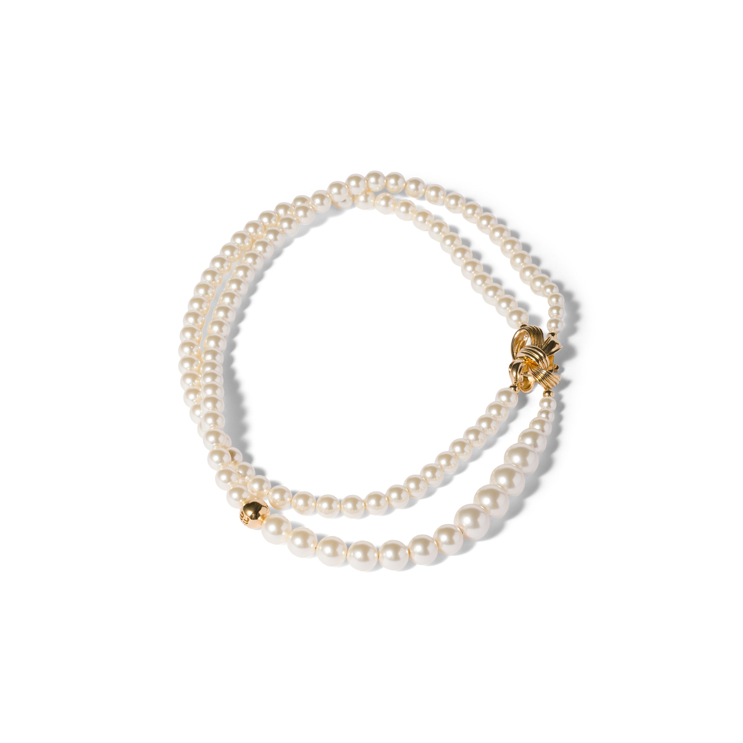 Miu Miu Metal And Pearl Necklace In Gold/cream