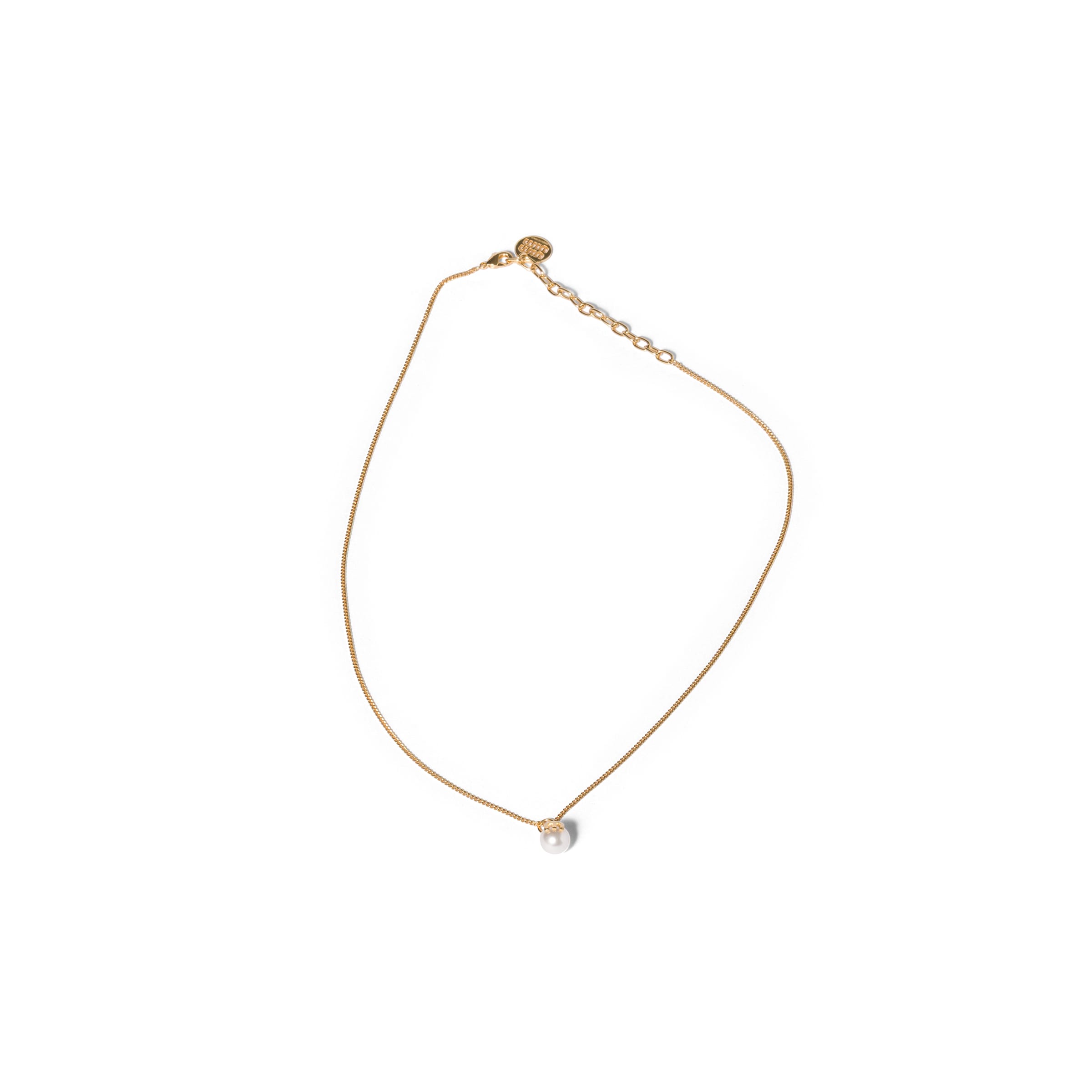 Miu Miu Metal And Pearl Necklace In Gold/cream