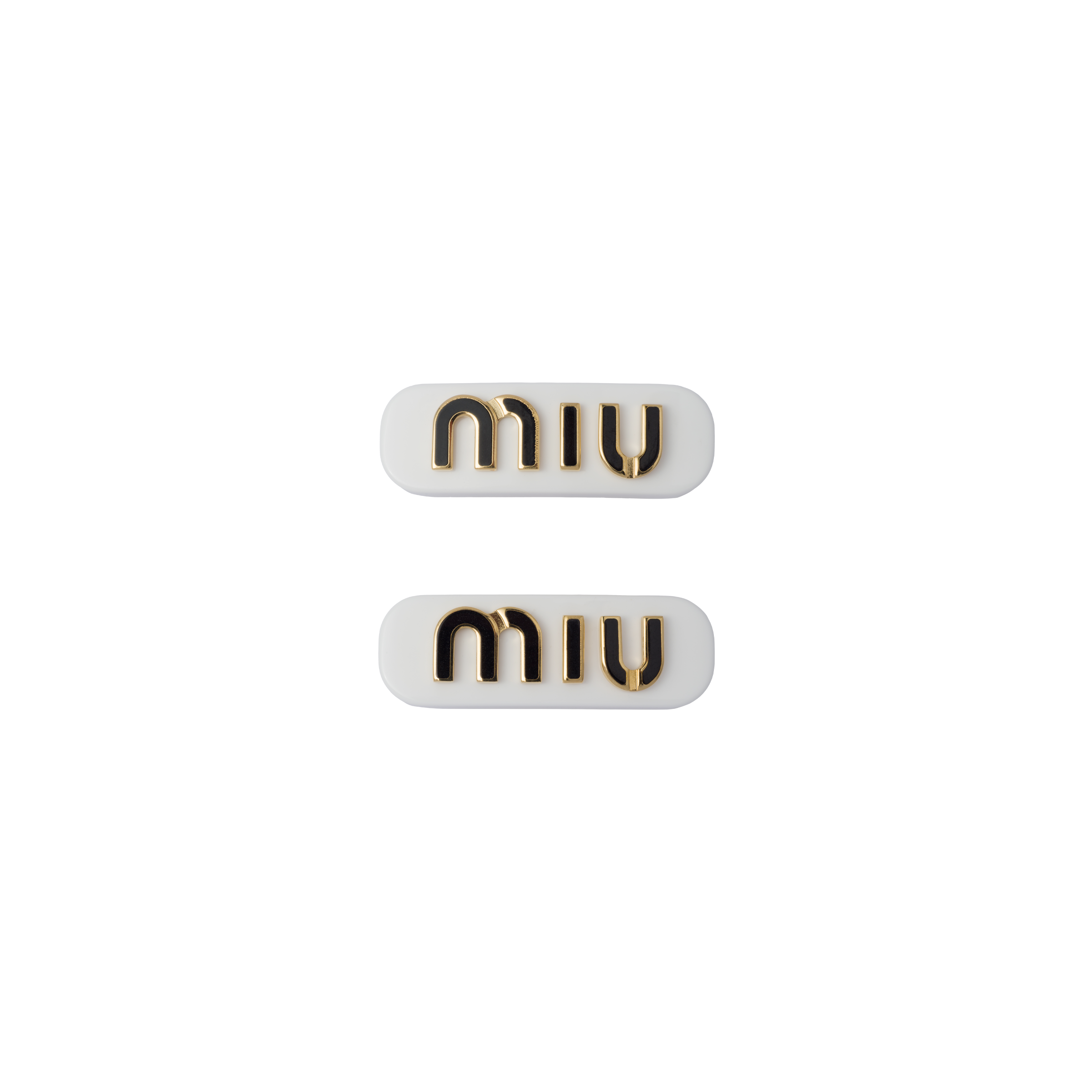 Miu Miu Plexiglas And Metal Hair Clips In White/black