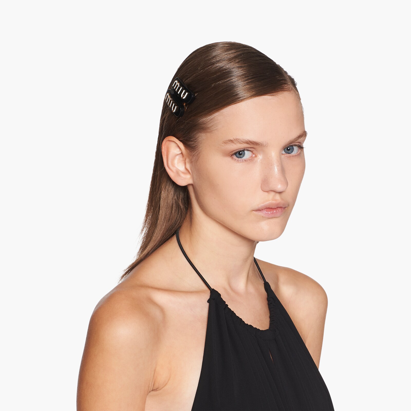 Black/white Plexiglas And Metal Hair Clips Miu Miu