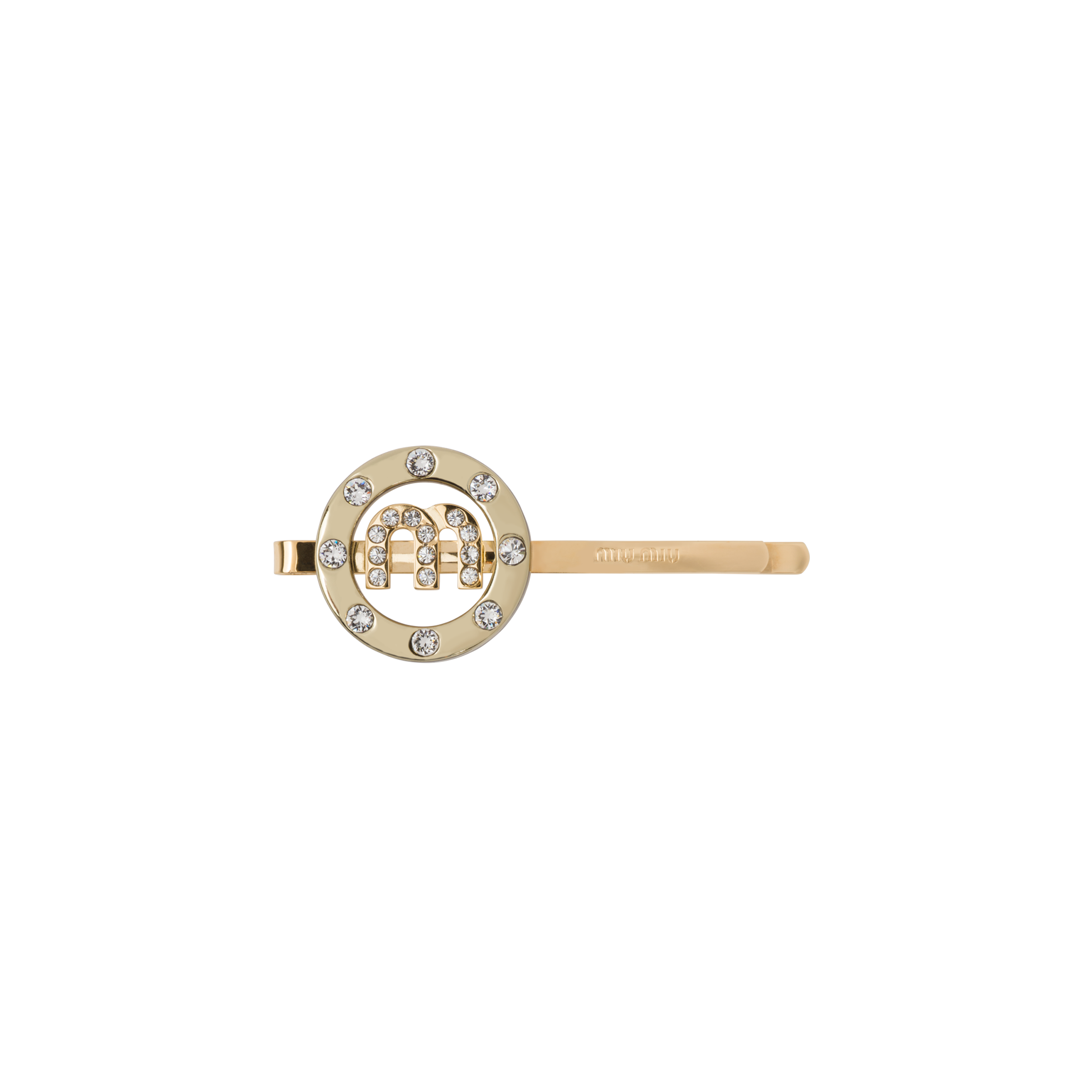 Miu Miu Plexiglas And Metal Hair Clip In Gold/crystal