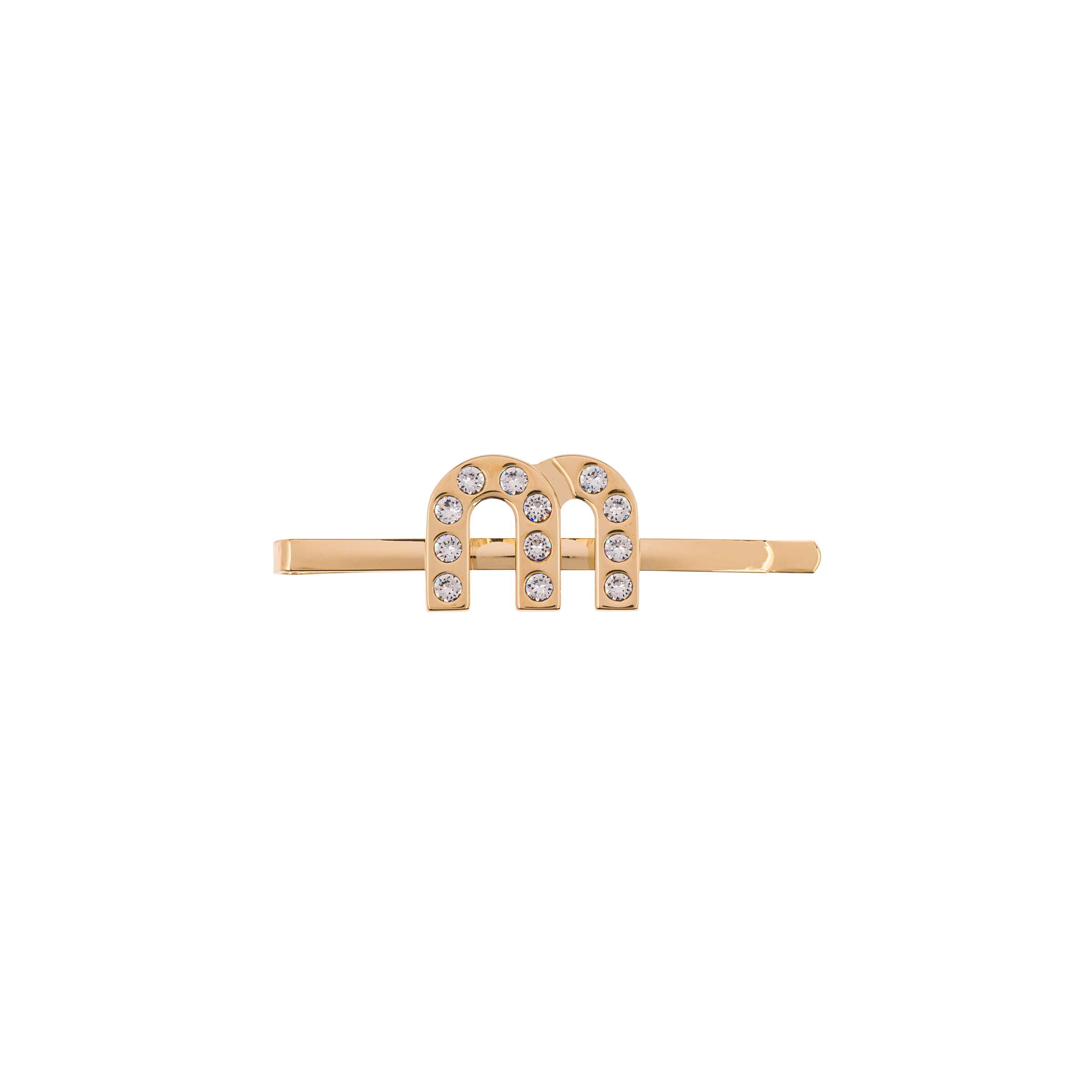 Miu Miu Plexiglas And Metal Hair Clip In Gold/crystal