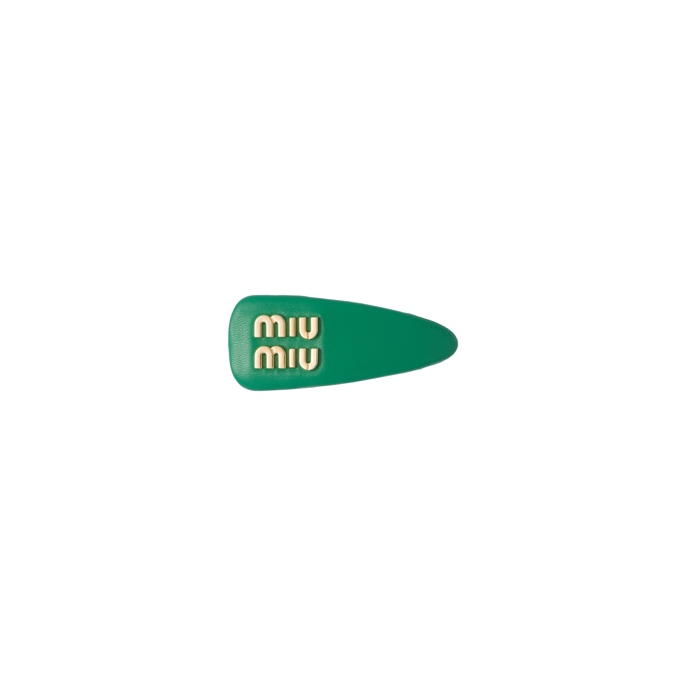 Miu Miu Nappa Leather Hair Clip In Green