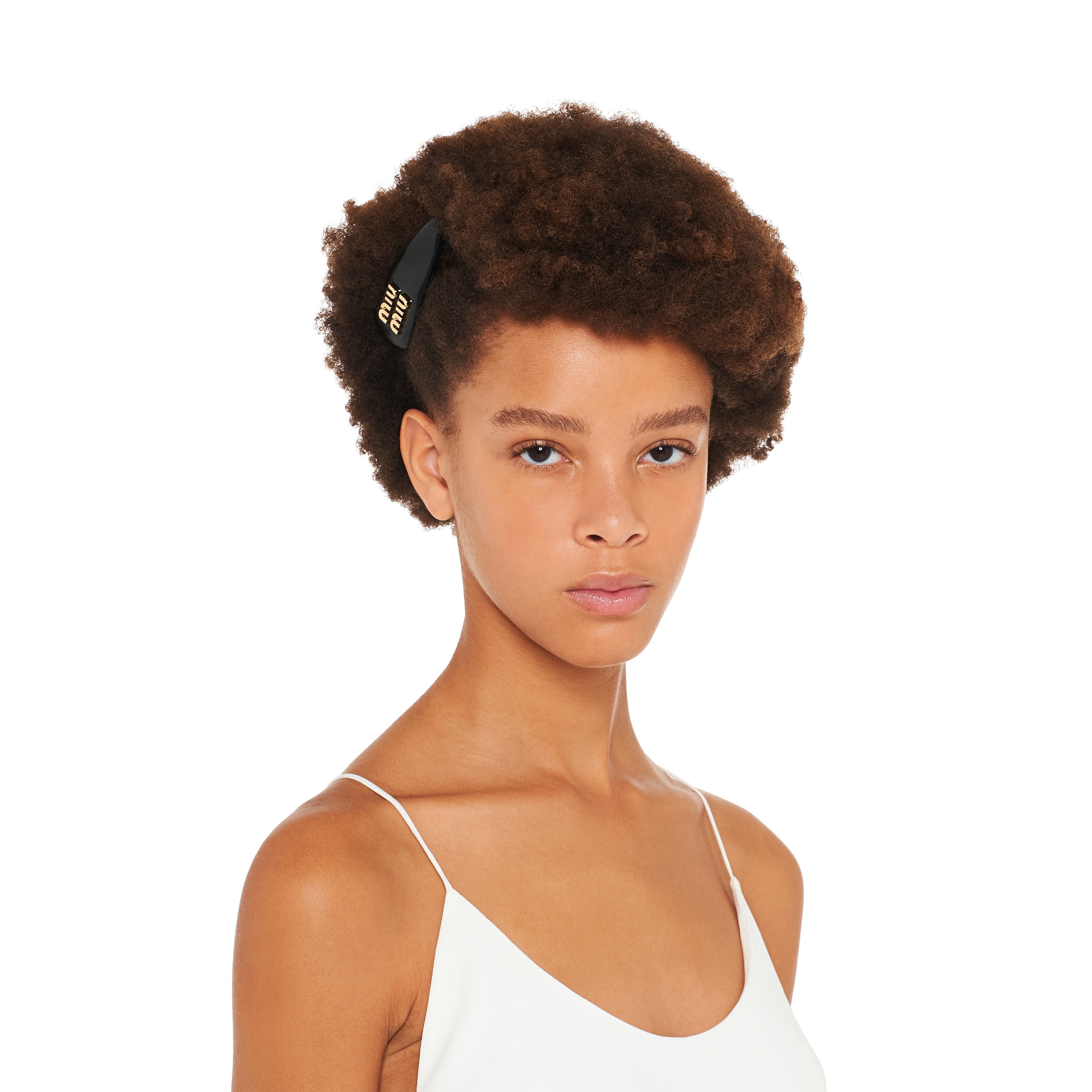 Miu Miu Patent Leather Hair Clip In Briarwood