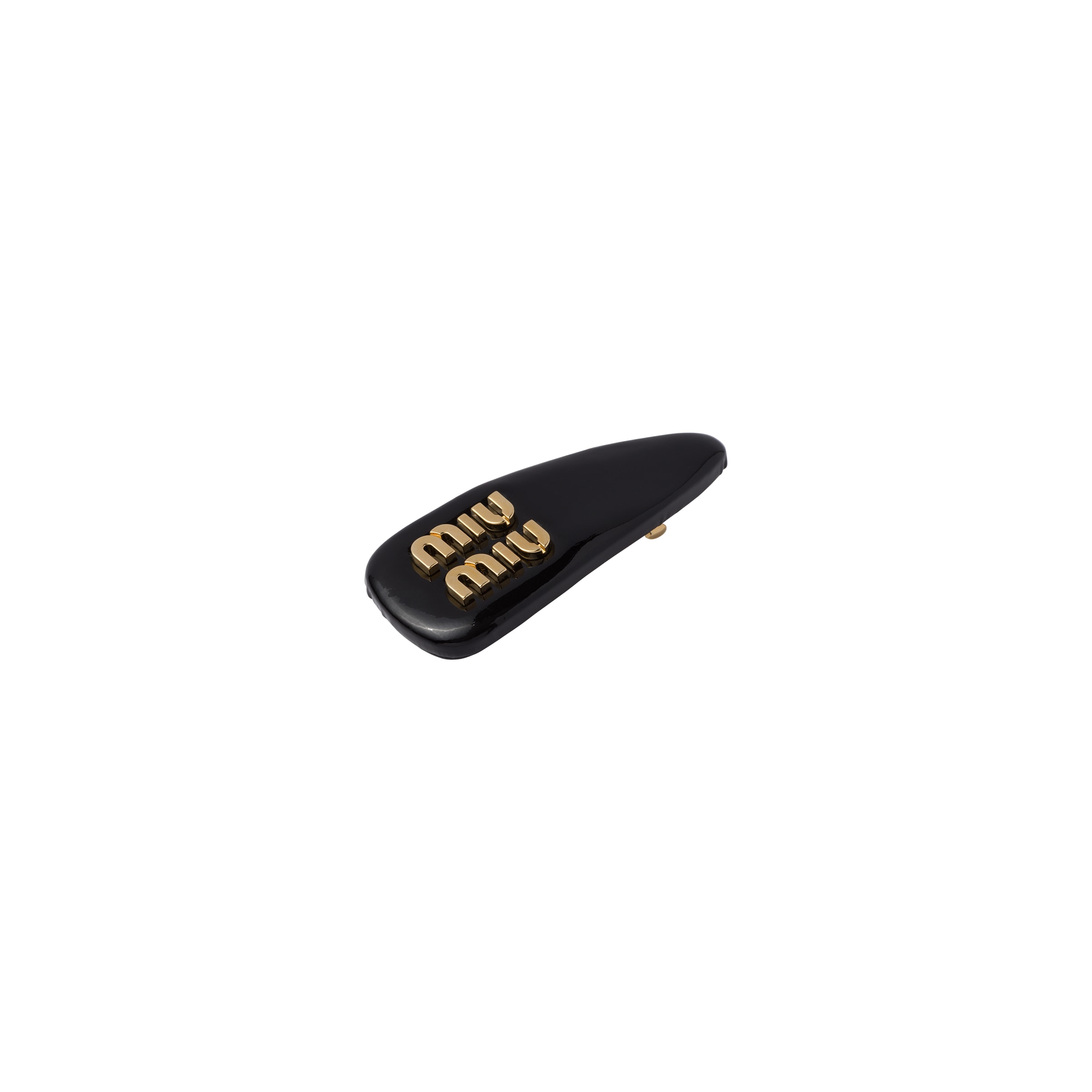 Miu Miu Patent Leather Hair Clip In Briarwood