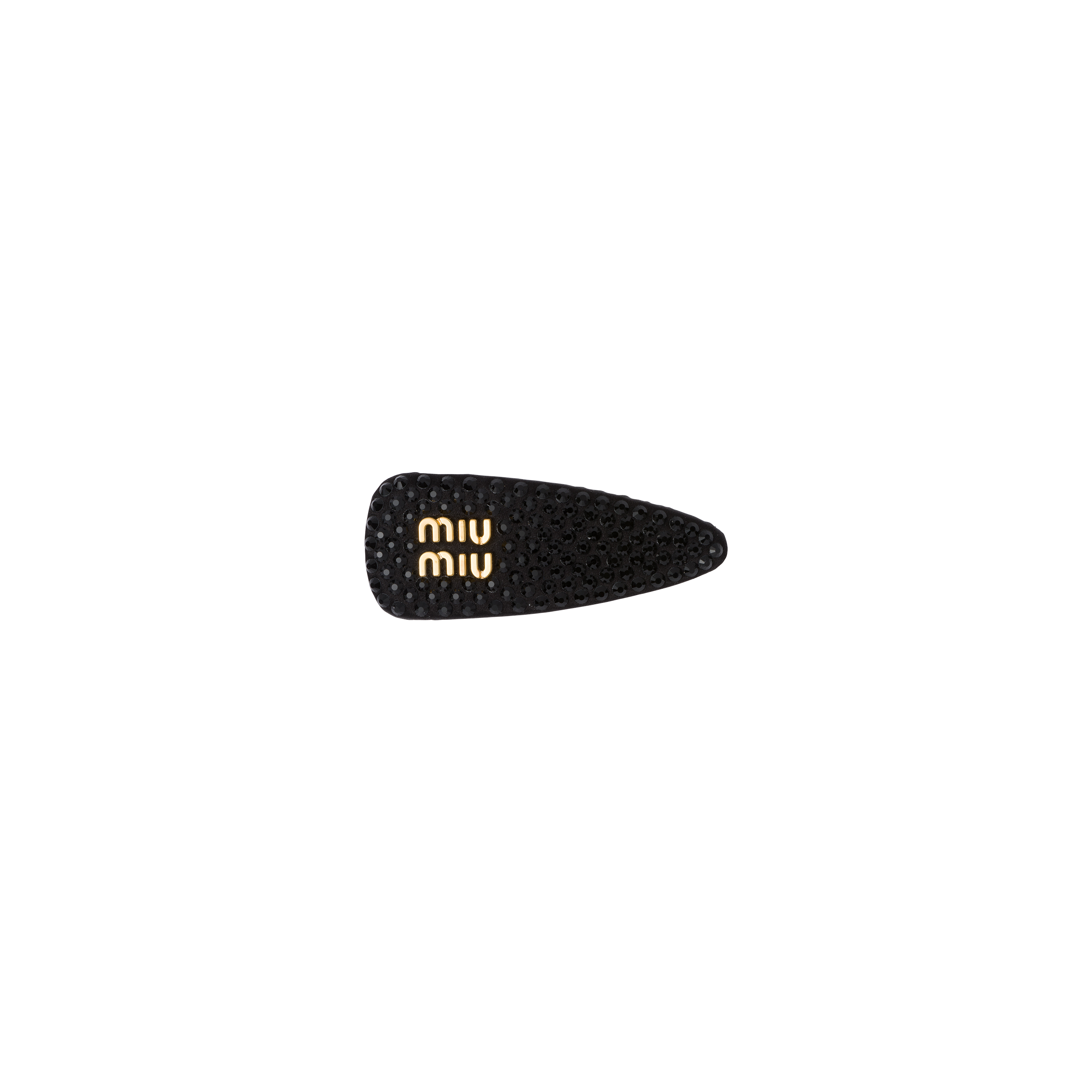 Miu Miu Satin Hair Clip With Artificial Crystals In Black
