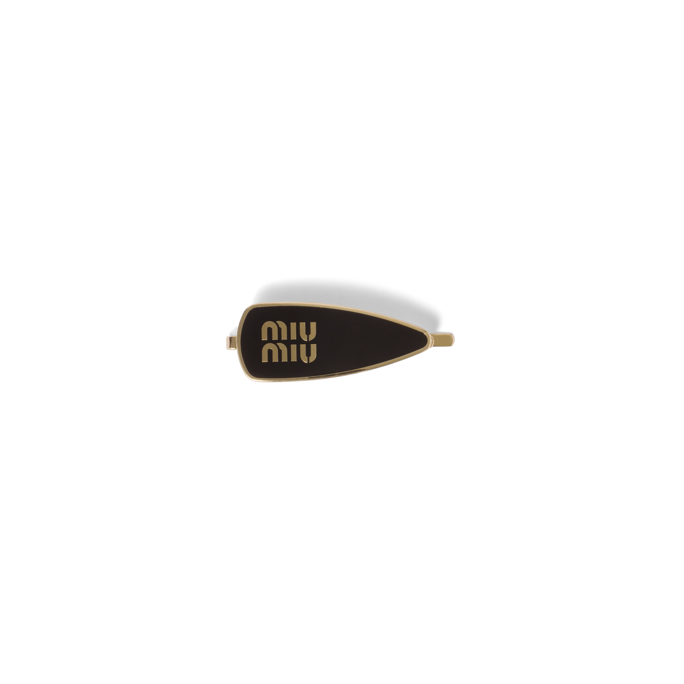 Miu Miu Enameled Metal Hair Clip In Black