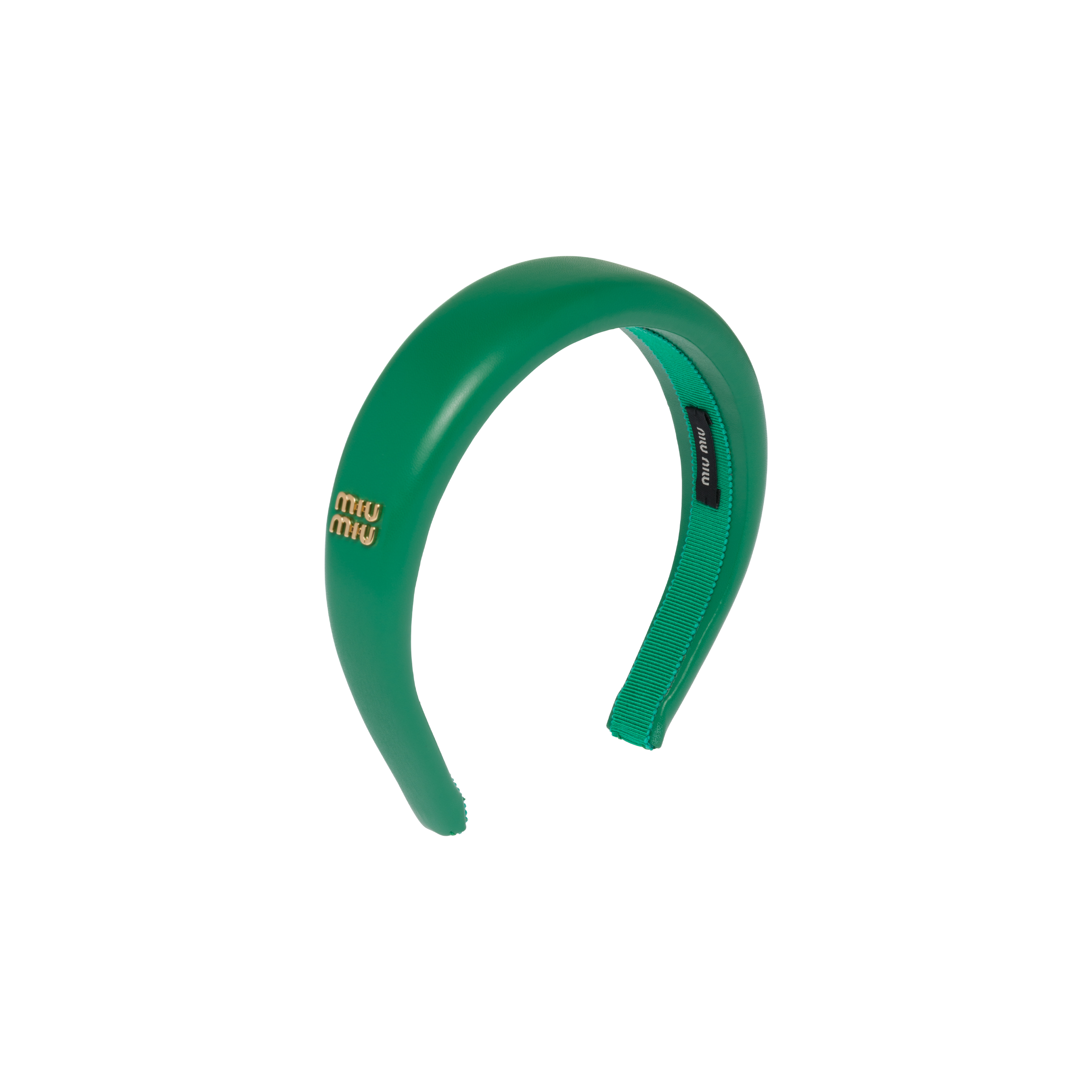 Miu Miu Nappa Leather Headband In Mango