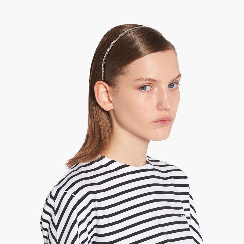 Steel/crystal Metal Headband With Crystals Miu Miu