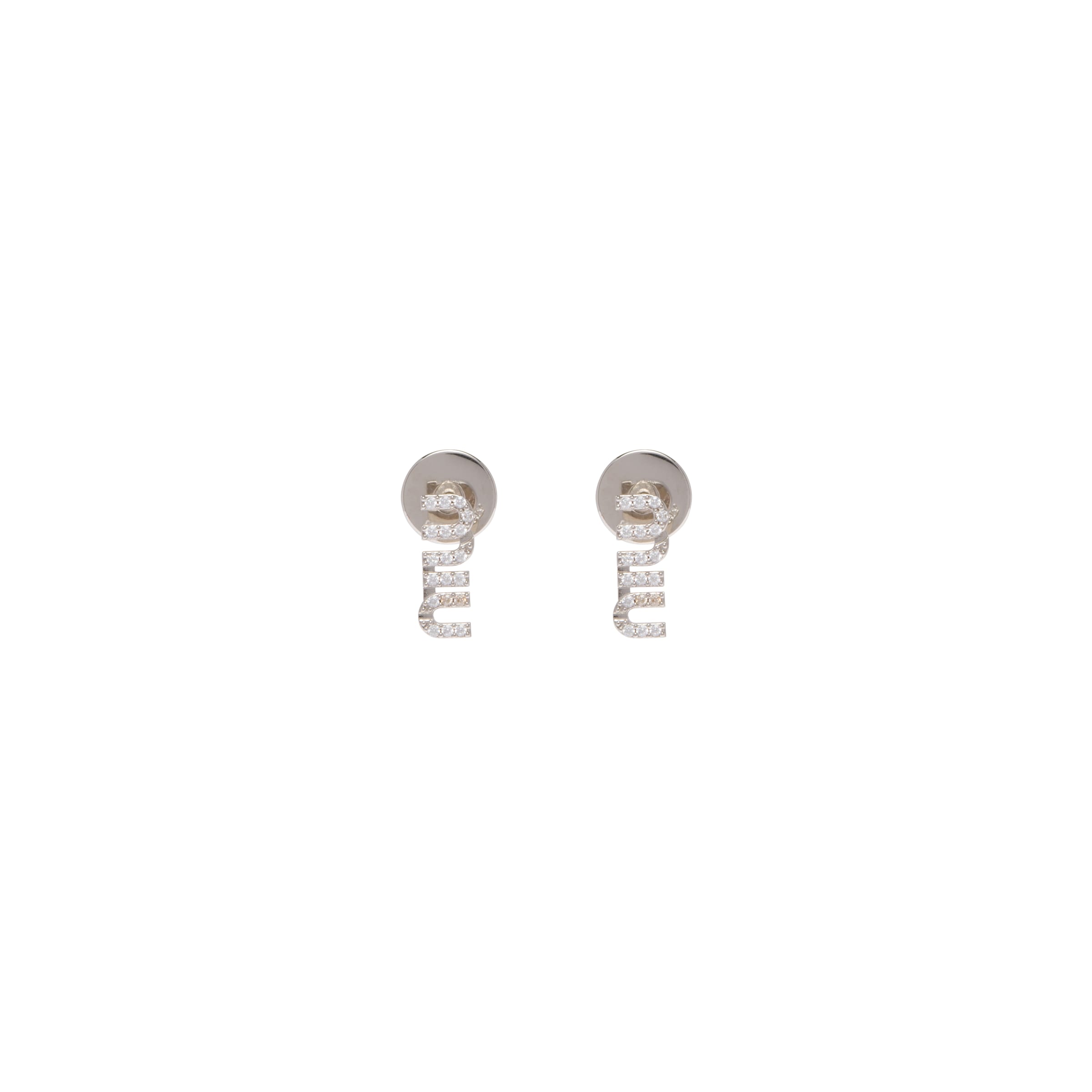 Miu Miu Metal Earrings With Crystals, Woman, Steel/crystal