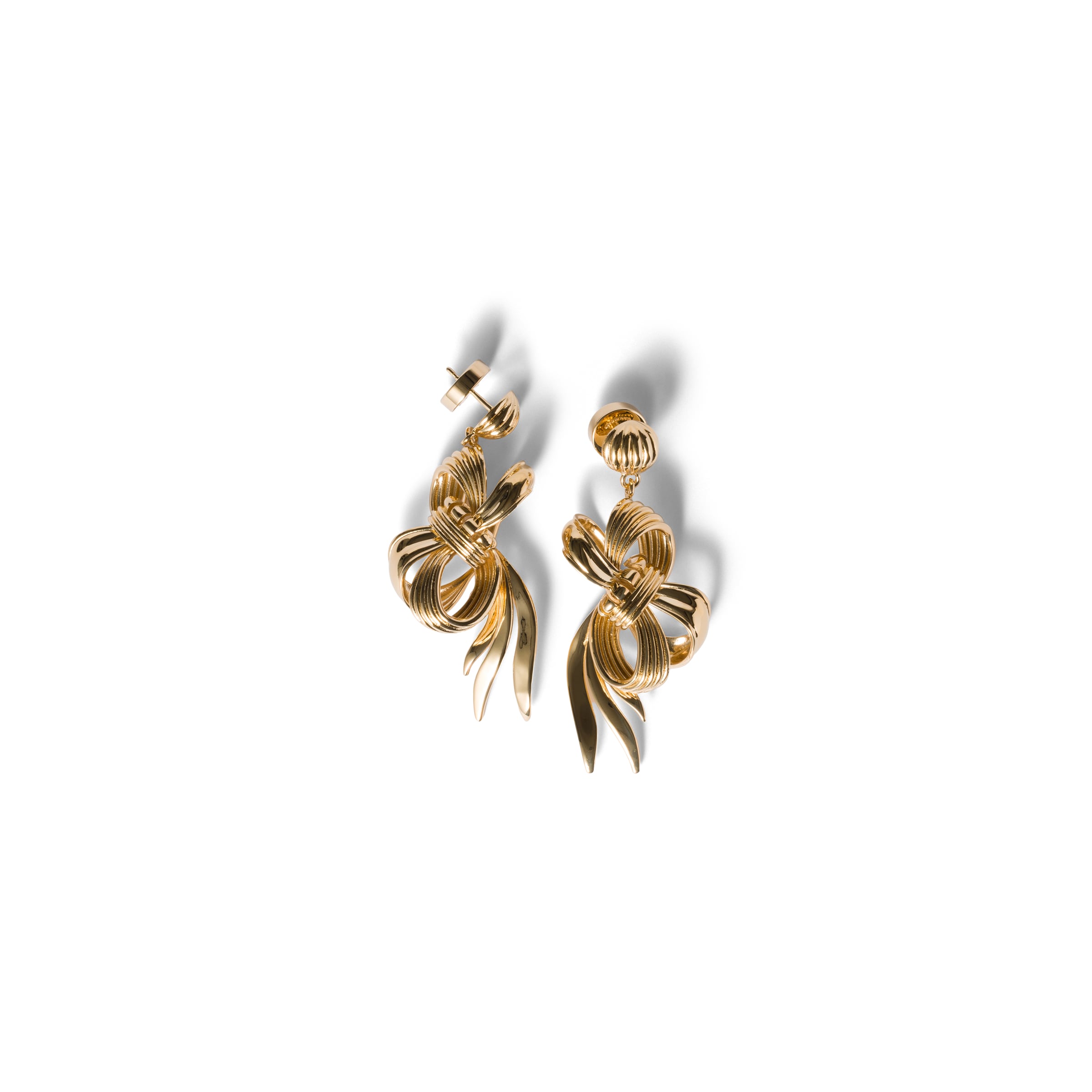 Miu Miu Metal Bow Earrings, Woman, Gold