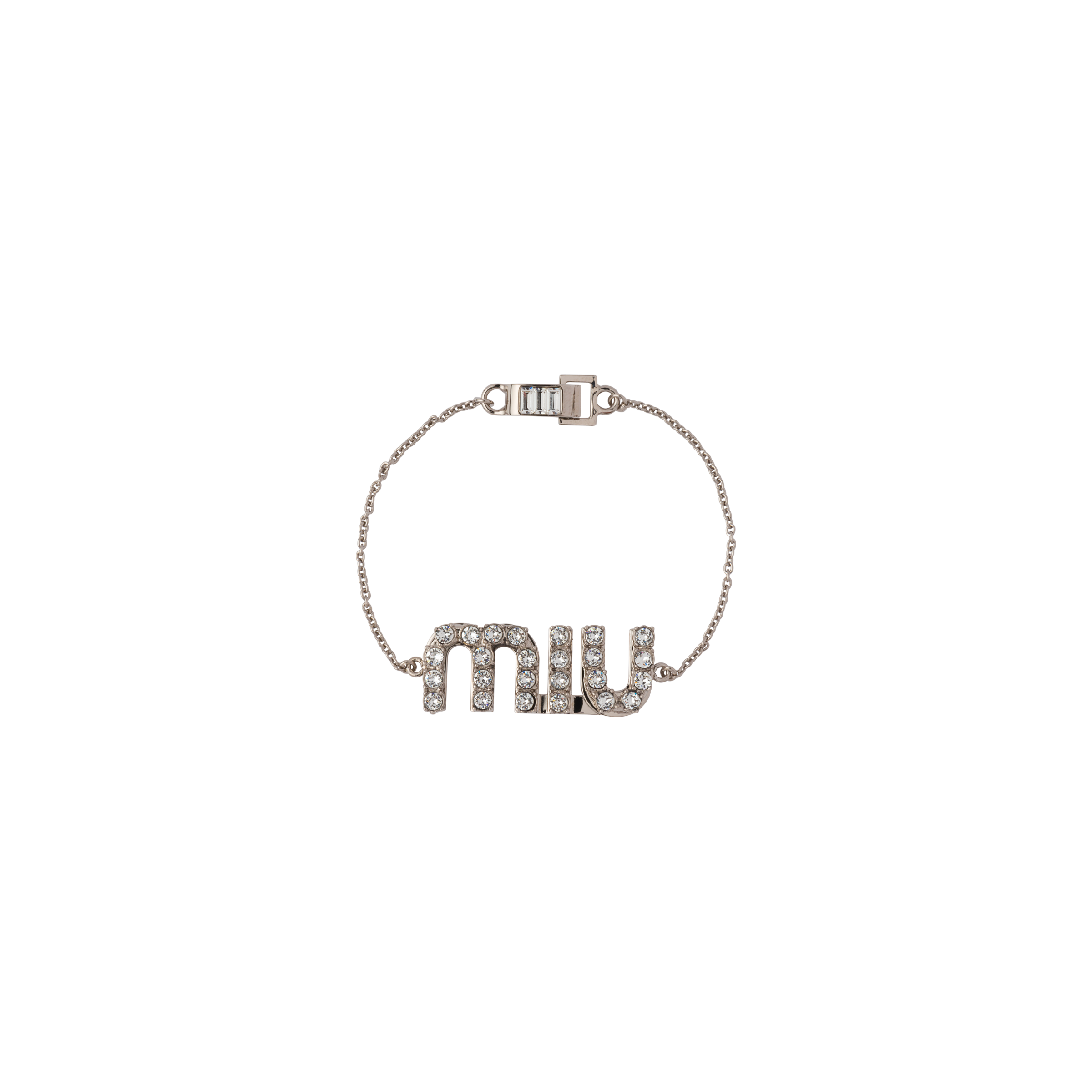 Shop Miu Miu Crystal Bracelet In Steel/crystal