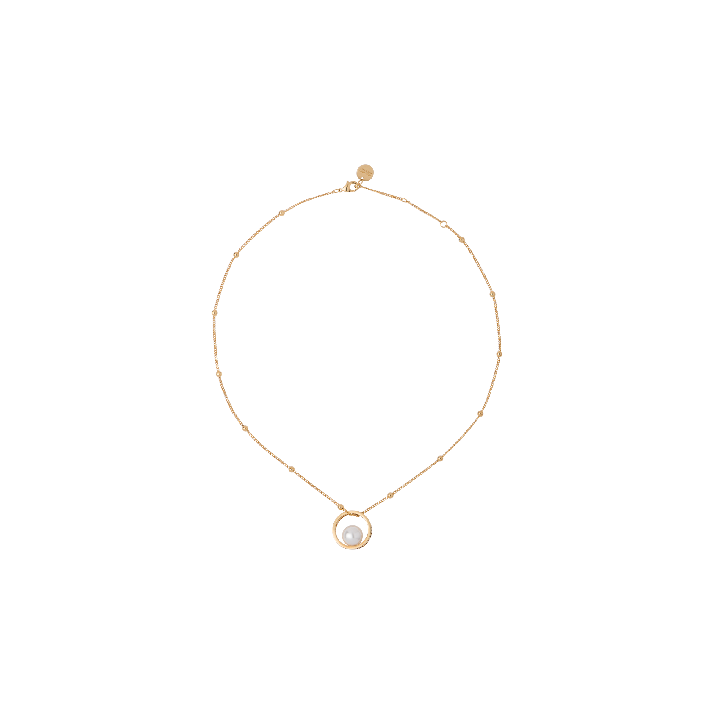 ミュウ ロゴ チェーン ネックレス Gold White Miu Miu