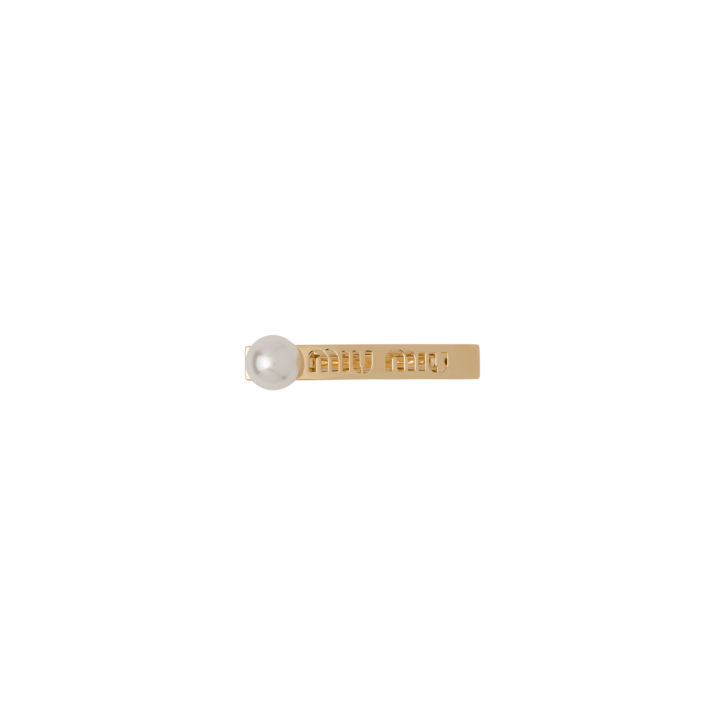 Miu Miu Miu Logo Pearl Hair Clip In Yellow & Orange | ModeSens