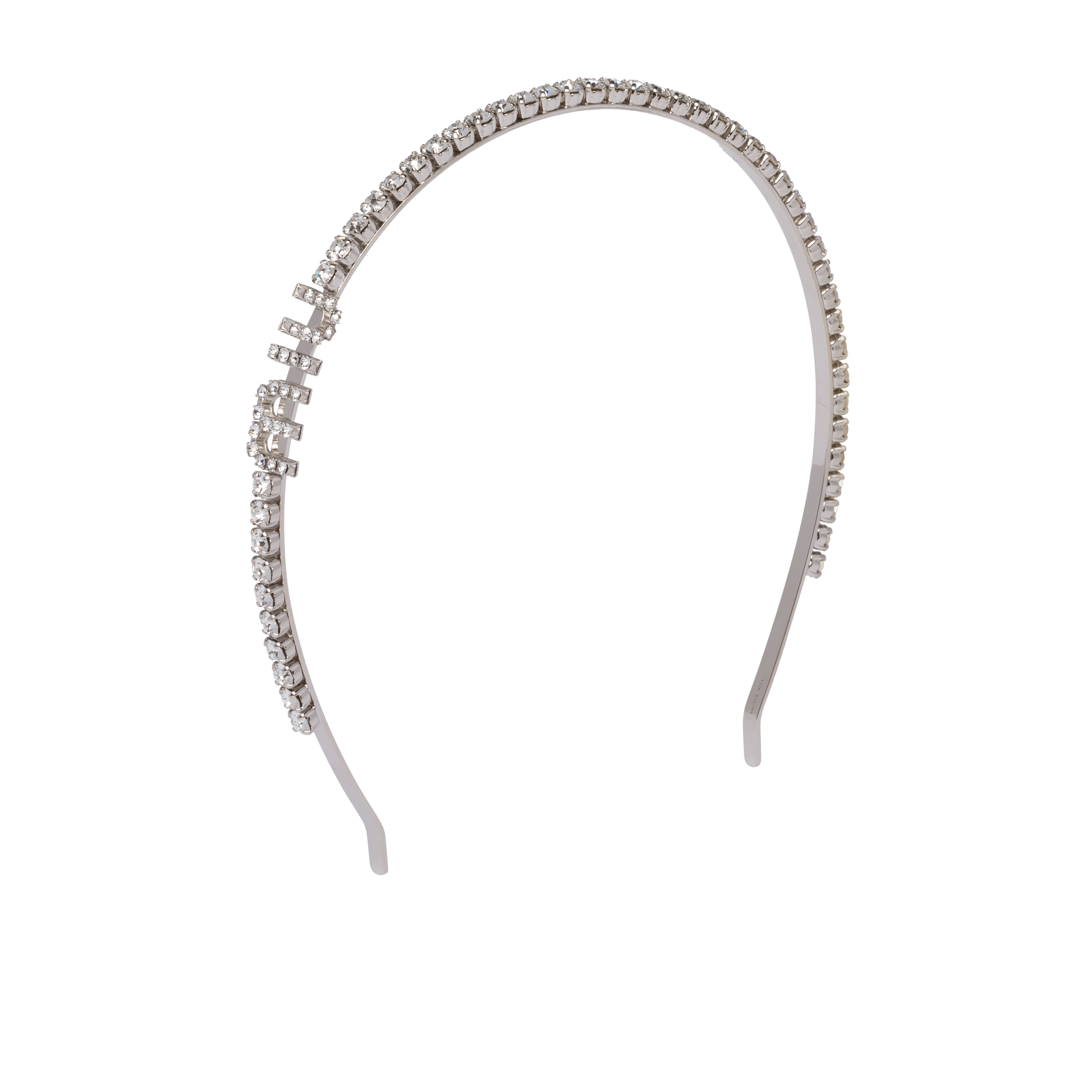 Shop Miu Miu Rigid Crystal Headband In Steel/crystal