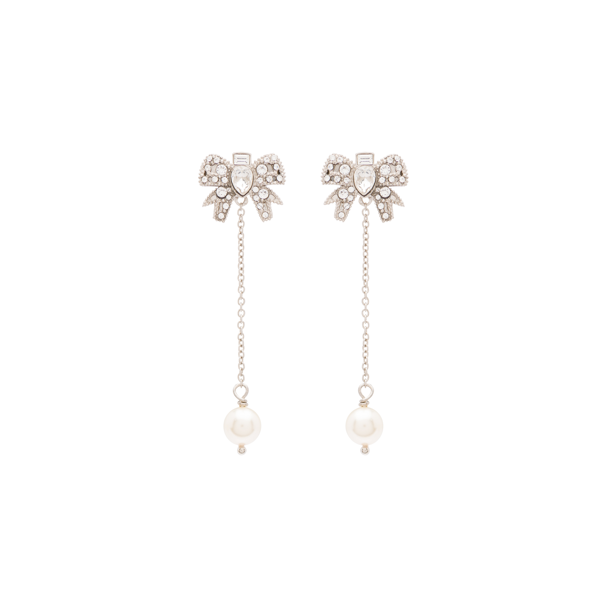 Pendant earrings with crystals and pearls Cream/cristal | Miu Miu