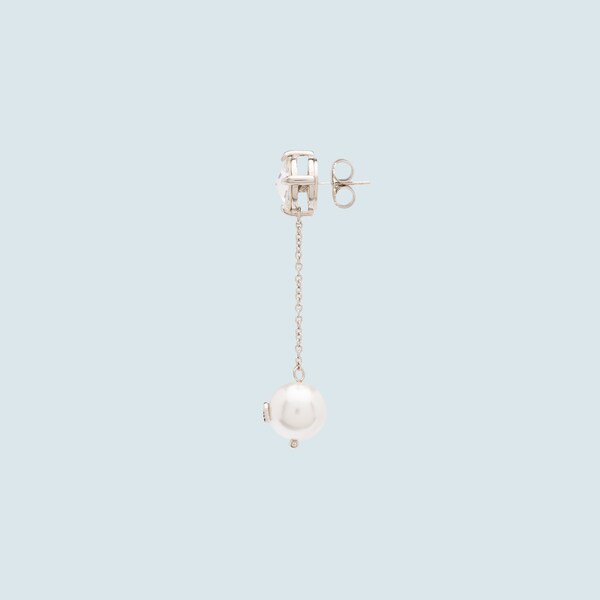 Pendant Earrings With Crystals And Pearl Miu Miu 5jo562 2d4y F0zjj