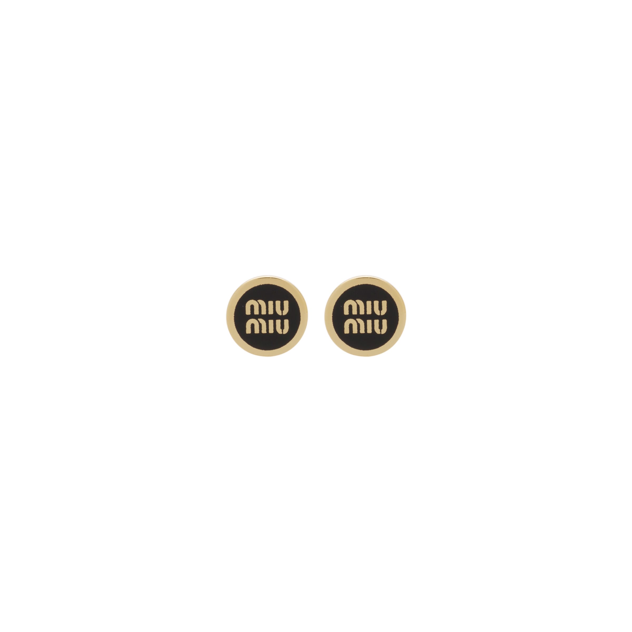 Miu Miu Enameled Metal Earrings, Woman, Black
