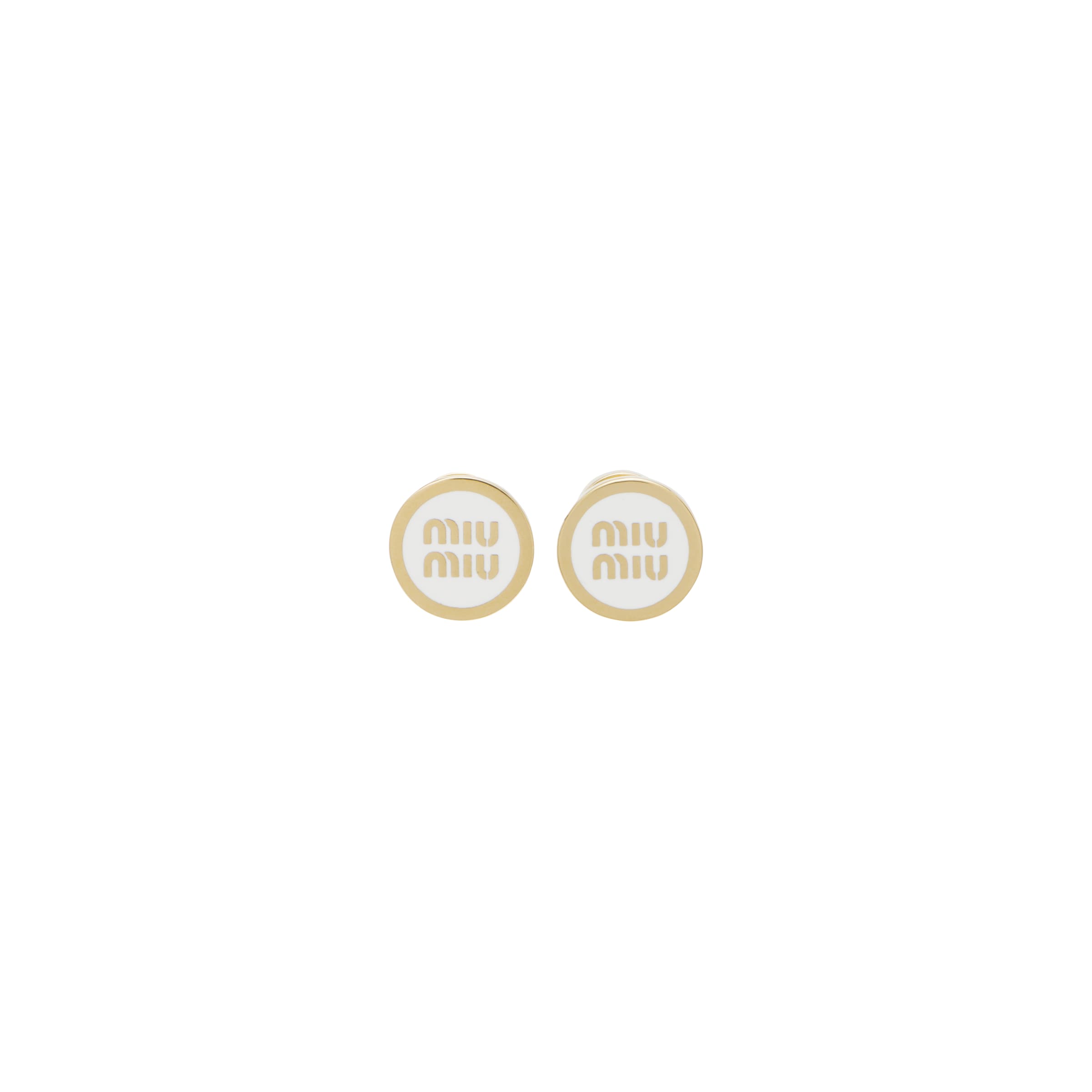 Miu Miu Enameled Metal Earrings, Woman, White