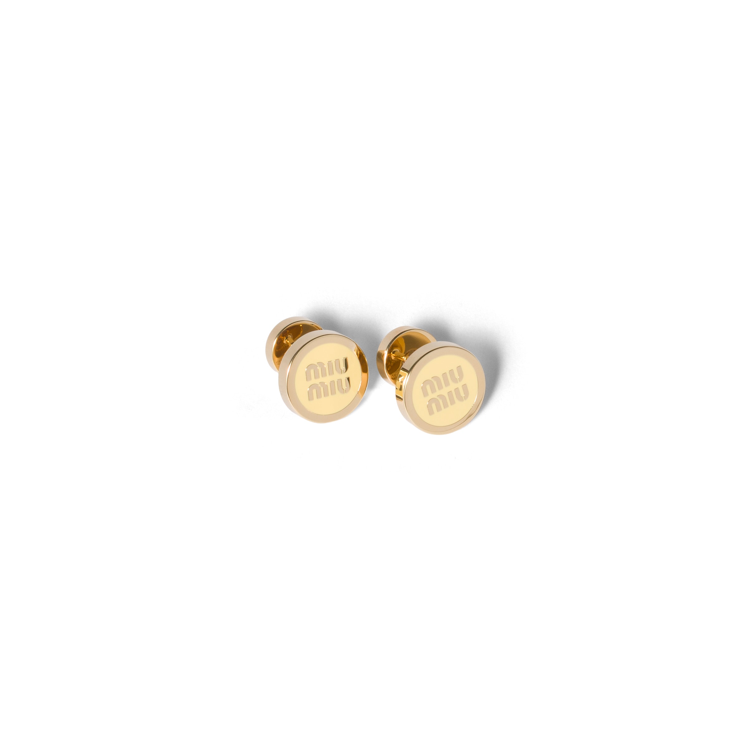 Miu Miu Enameled Metal Earrings, Woman, Vanilla