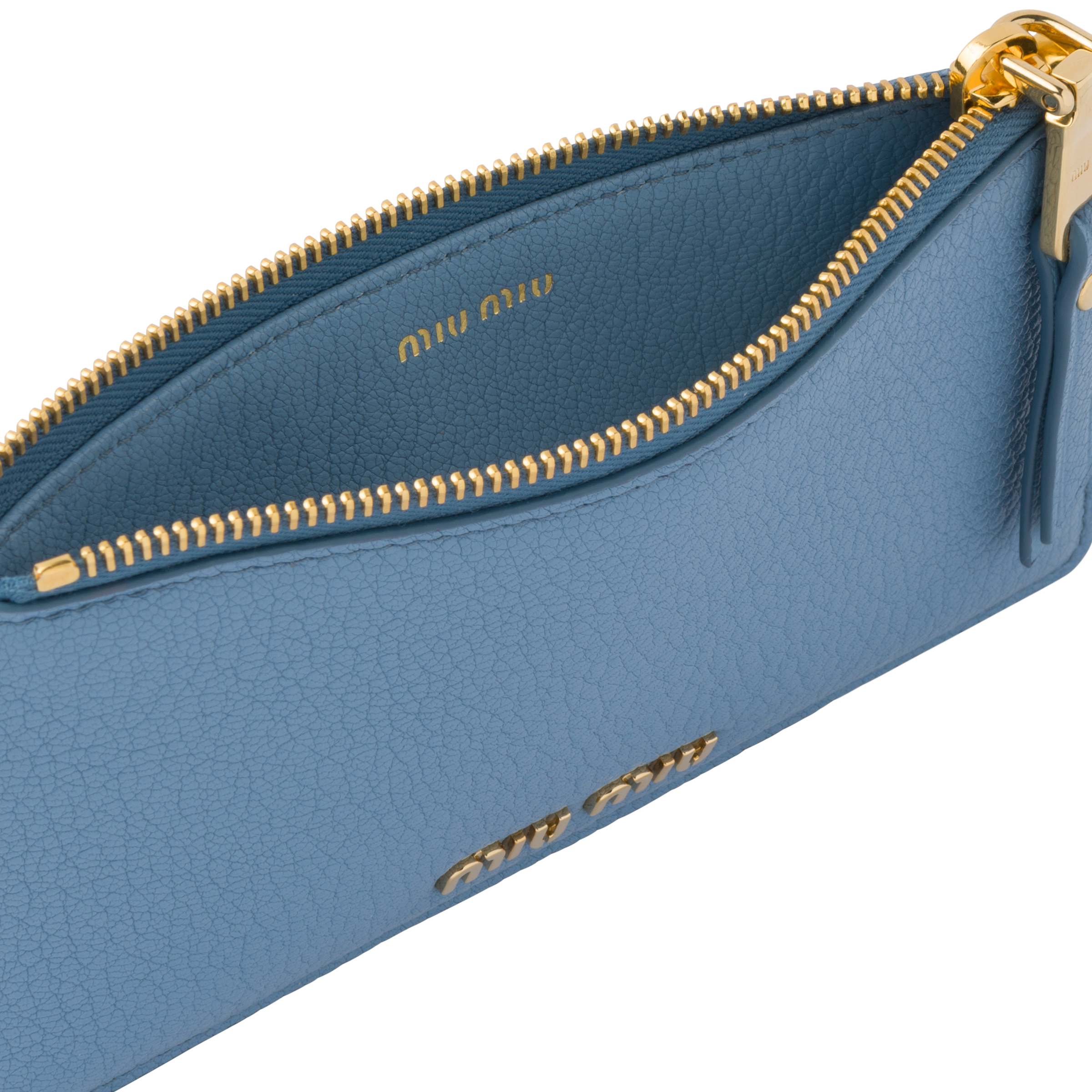マドラスカラーレザー カードケース ライトブルー ネイビー Miu Miu マドラスカラーレザー カードケース ライトブルー ネイビー Miu Miu