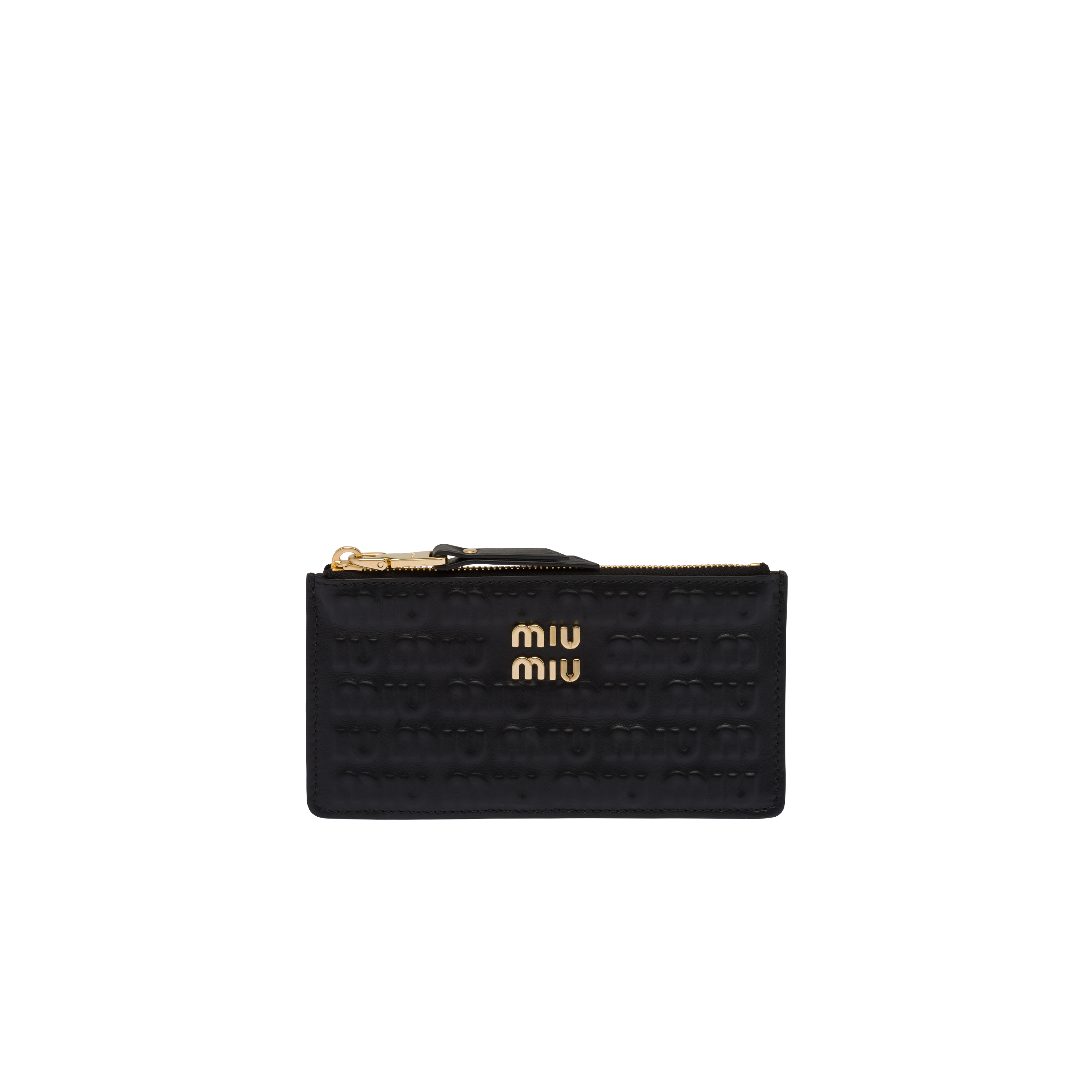 エンボスロゴレザー カードケース ブラック | Miu Miu