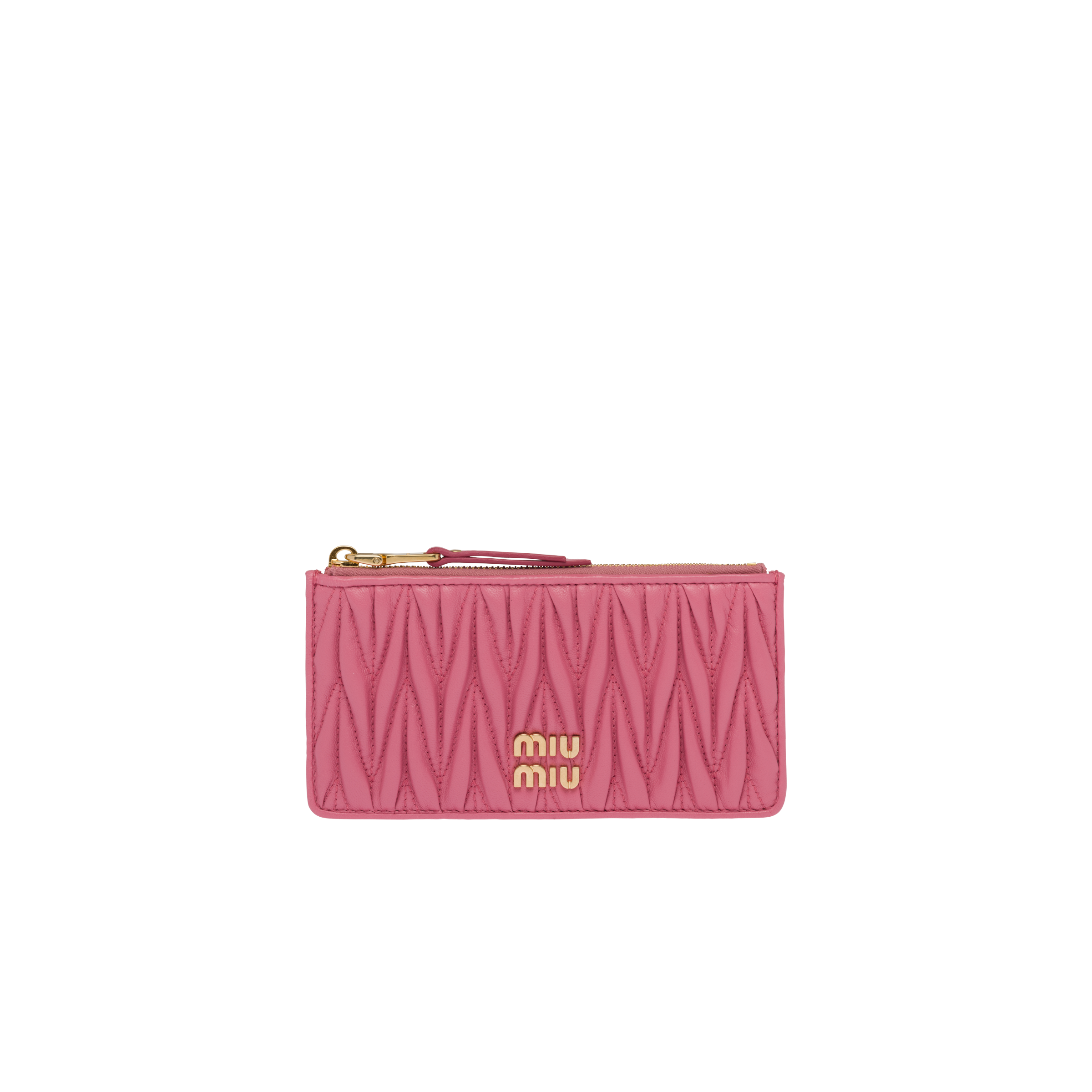 Miu Miu Matelassé Nappa Leather Envelope Wallet In Begonia Pink