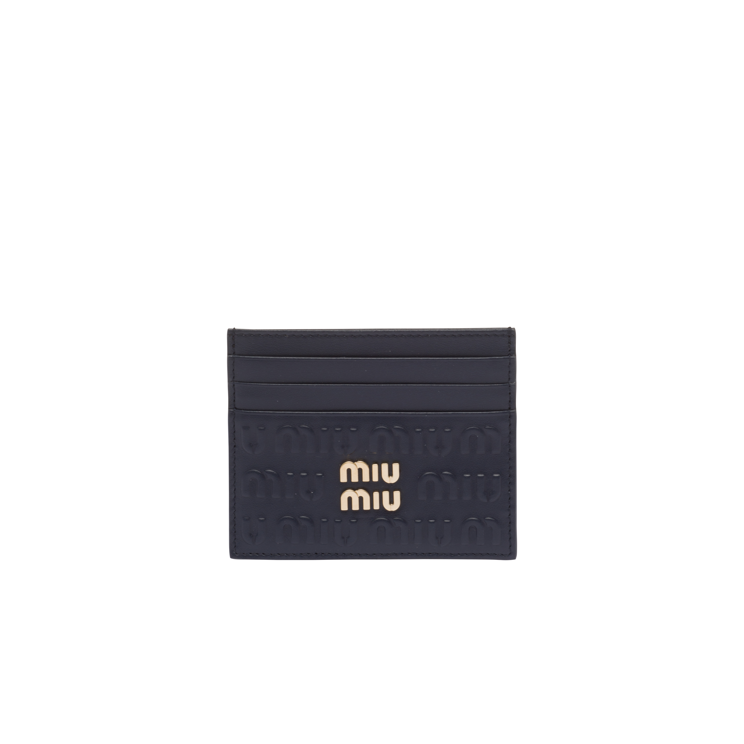 Leather Card Holder Baltic Blue Miu Miu