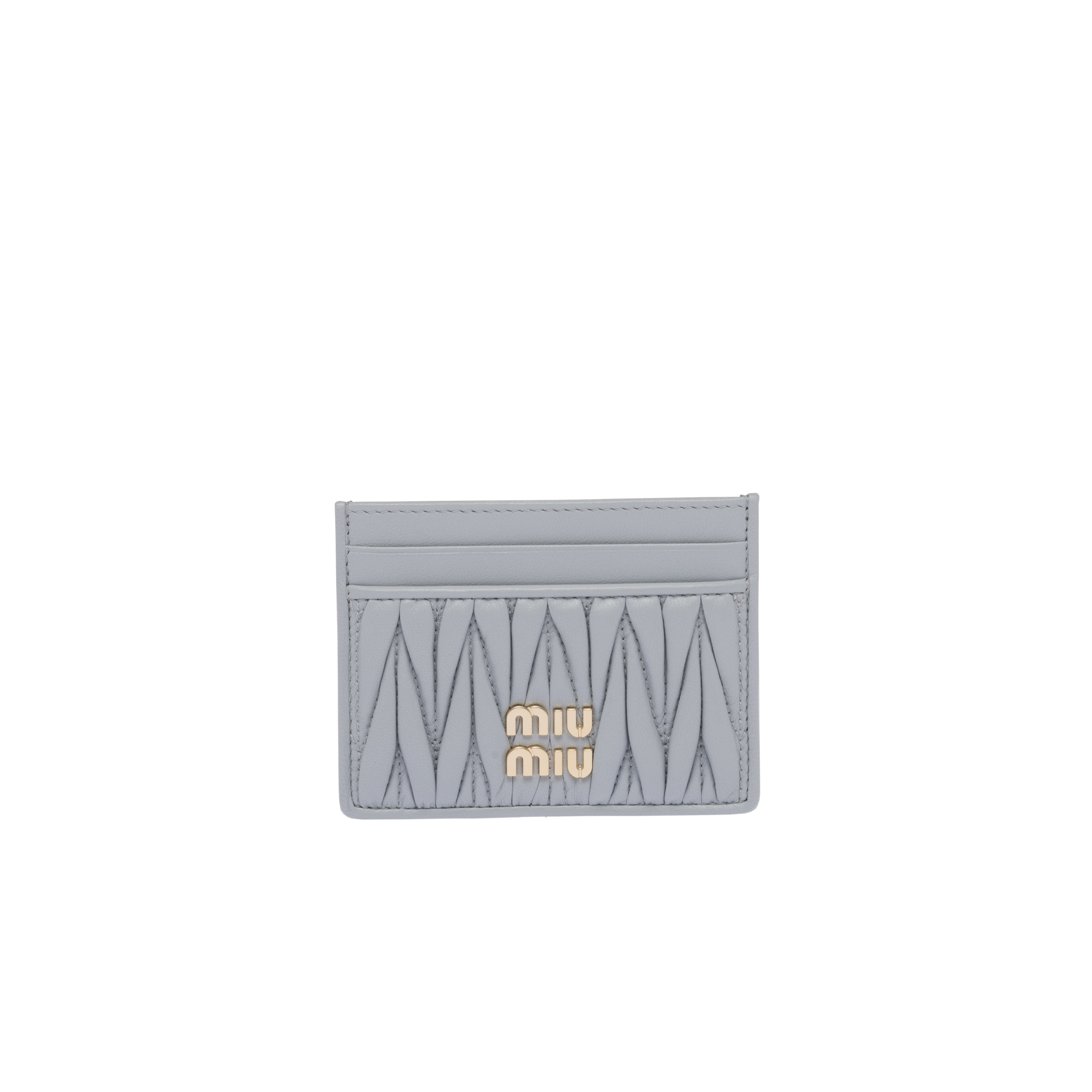 Miu Miu Matelassé Nappa Leather Card Holder In Cornflower Blue