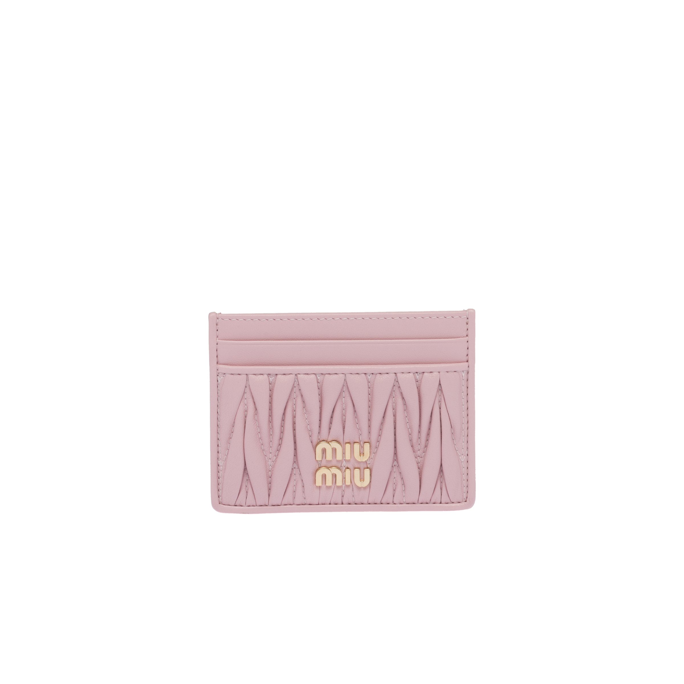 Miu Miu Matelassé Nappa Leather Card Holder In Alabaster Pink