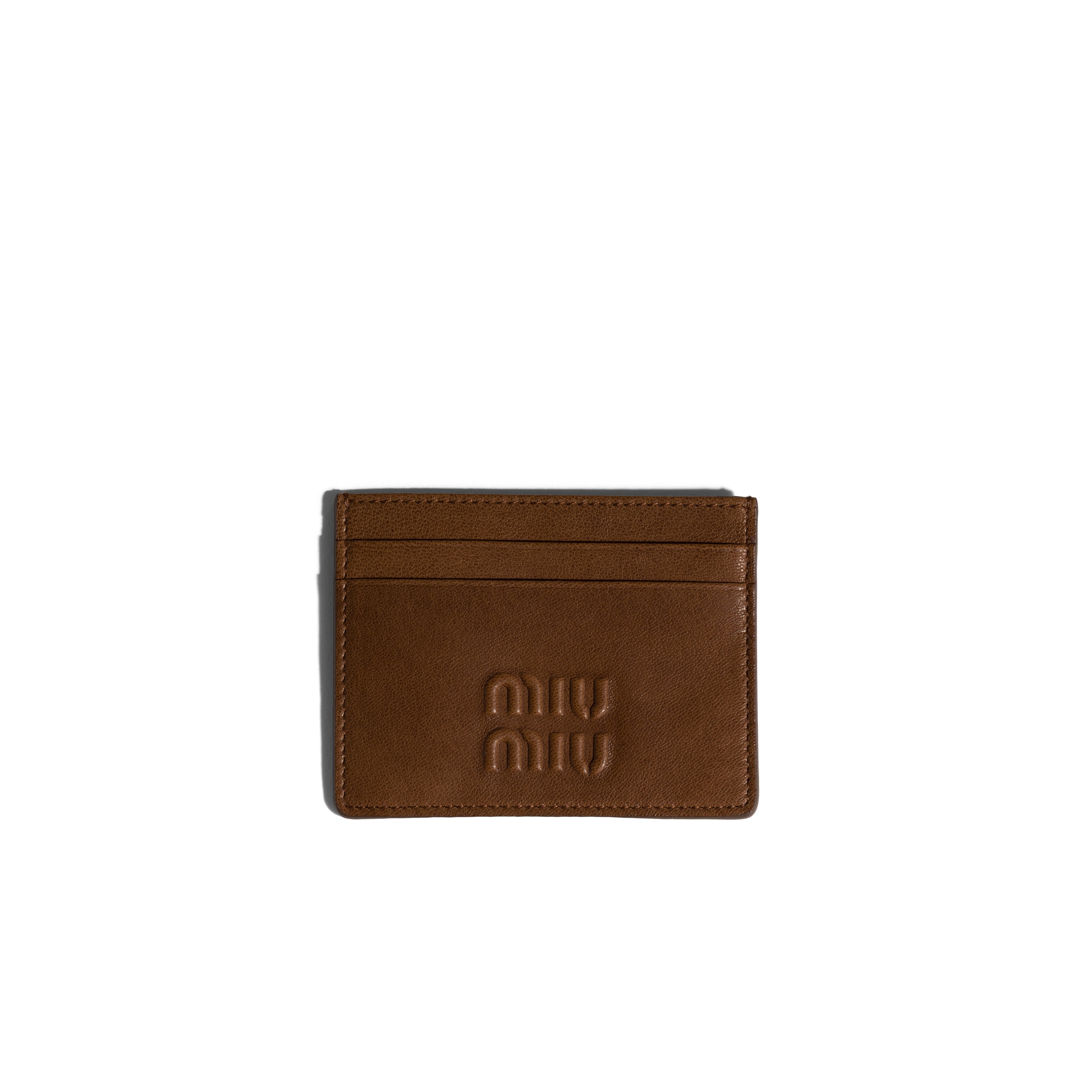 Miu Miu Nappa Leather Card Holder In Brown