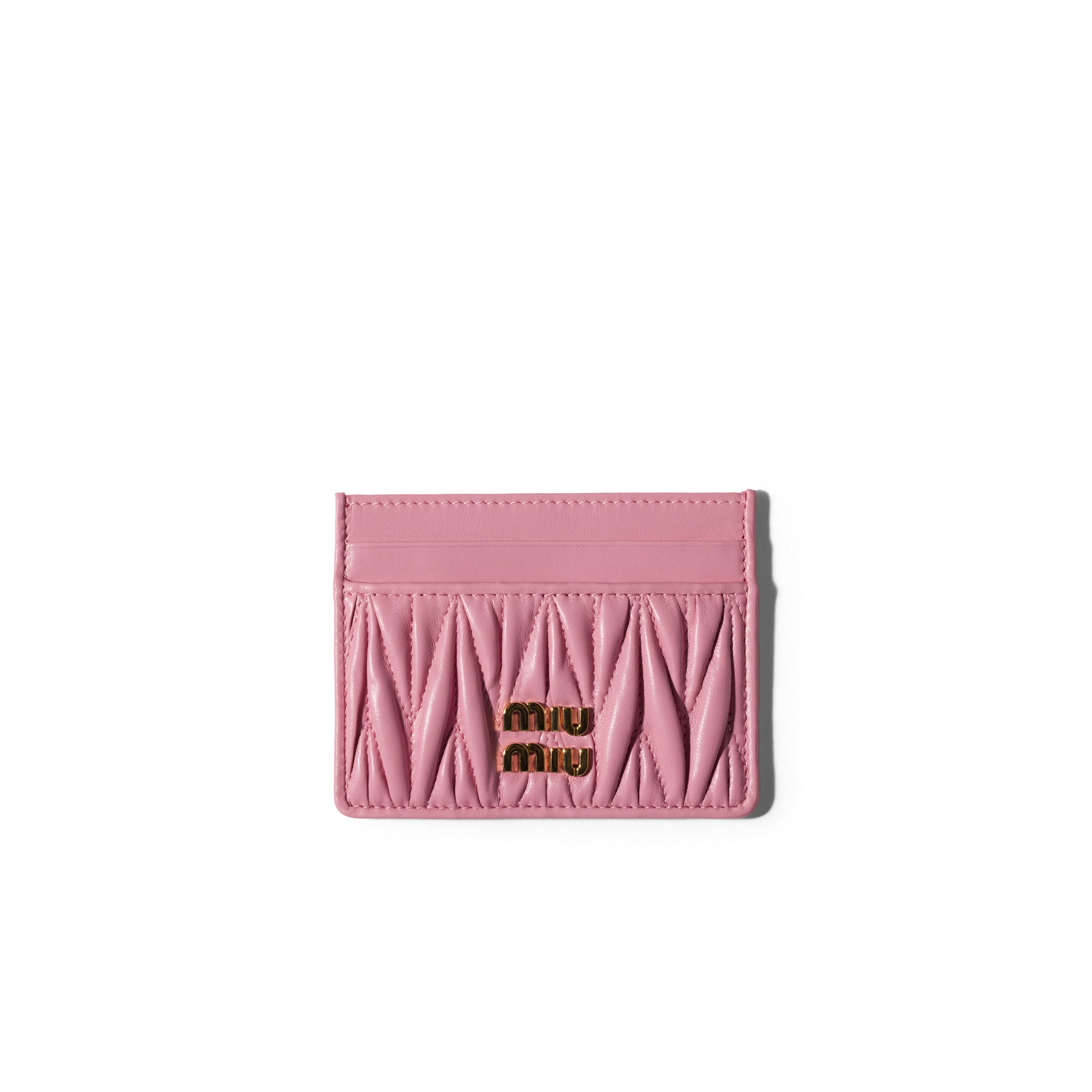 Miu Miu Matelassé Nappa Leather Card Holder, Woman, Pink