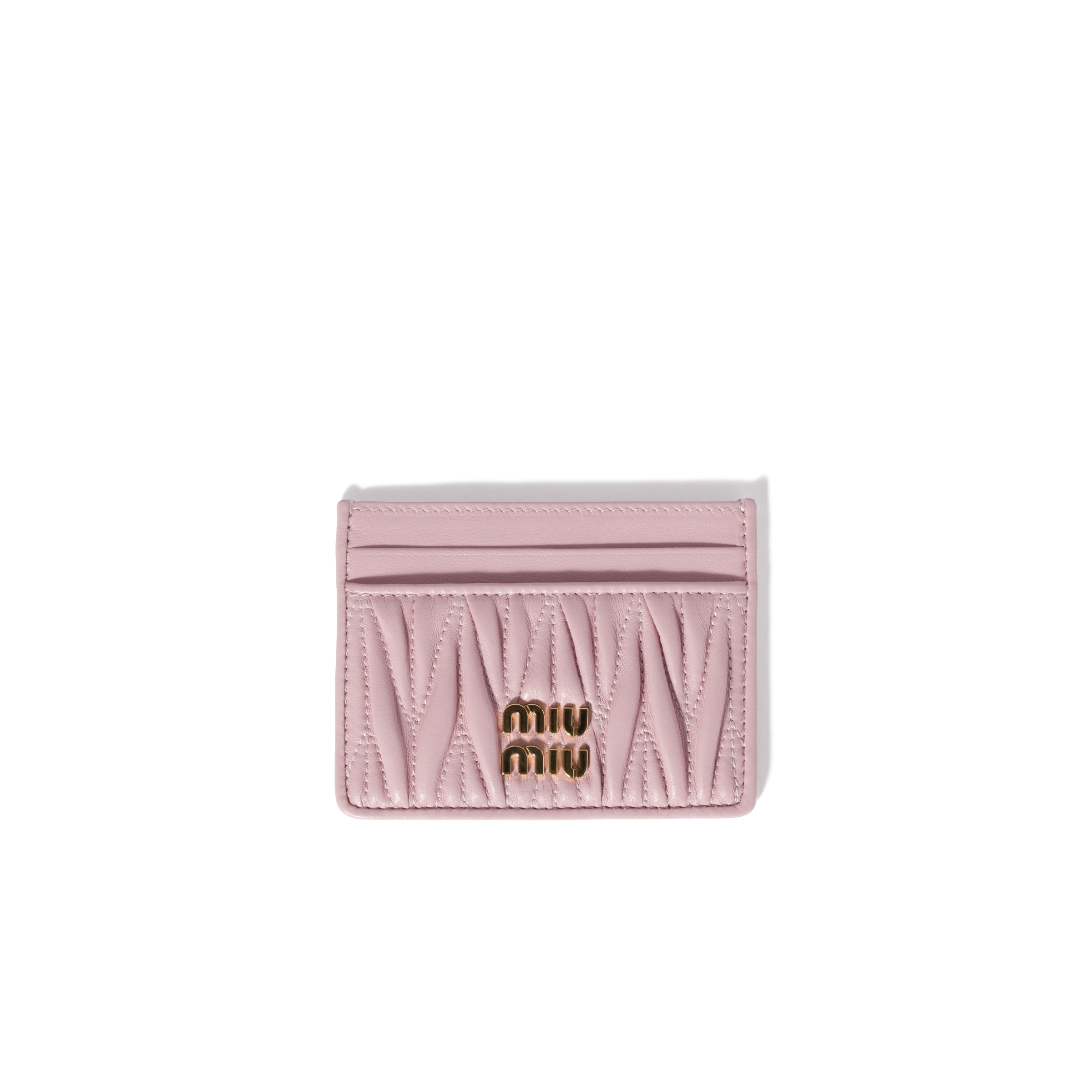 Miu Miu Matelassé Nappa Leather Card Holder, Woman, Alabaster Pink