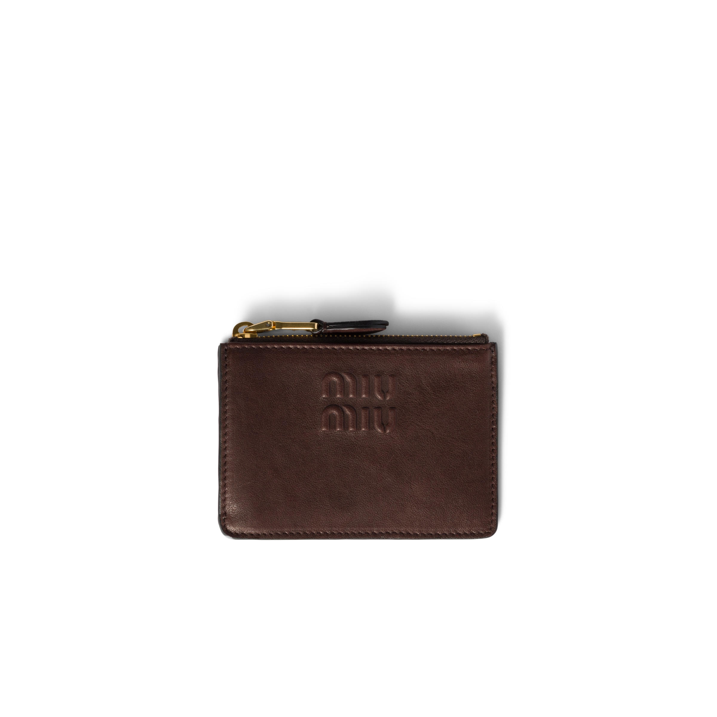 Miu Miu Nappa Leather Card Holder, Woman, Briarwood