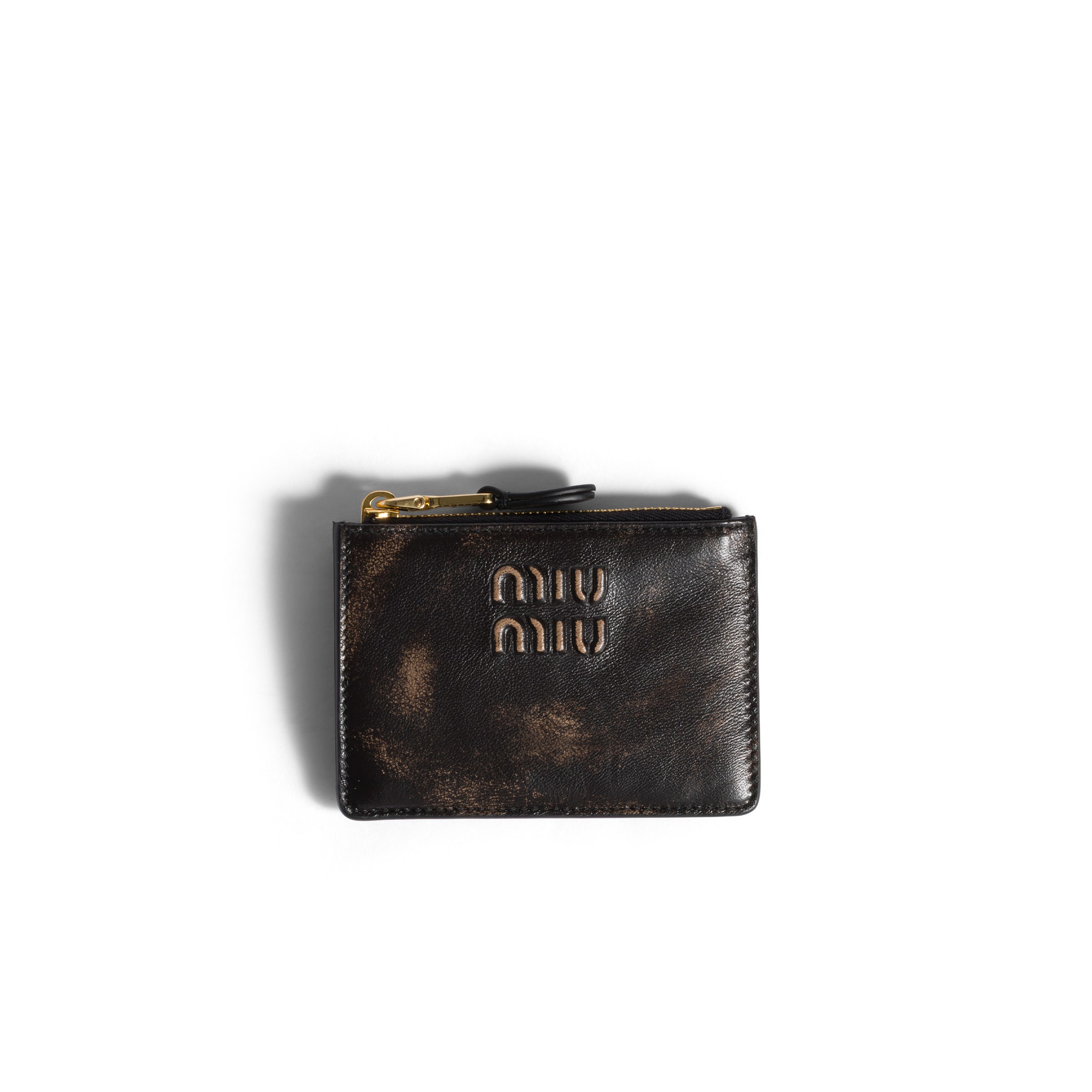 Miu Miu Nappa Leather Card Holder, Woman, Coffee