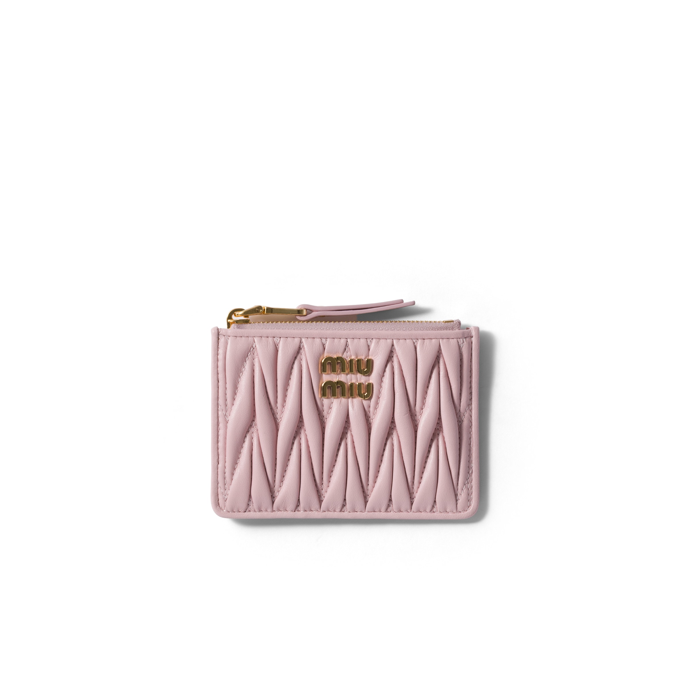 Miu Miu Matelassé Nappa Leather Card Holder, Woman, Alabaster Pink