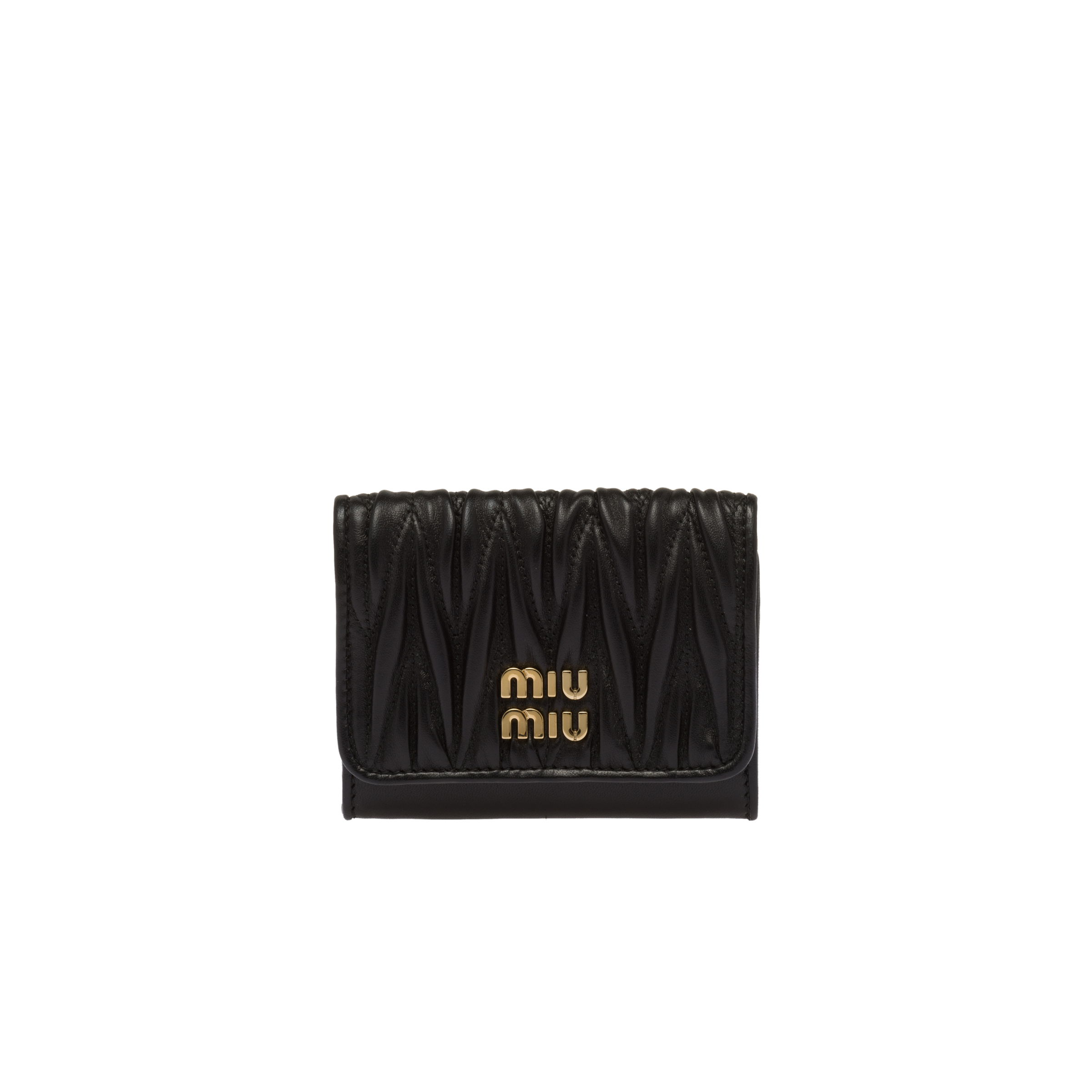 Black Matelassé nappa leather card holder | MIU MIU