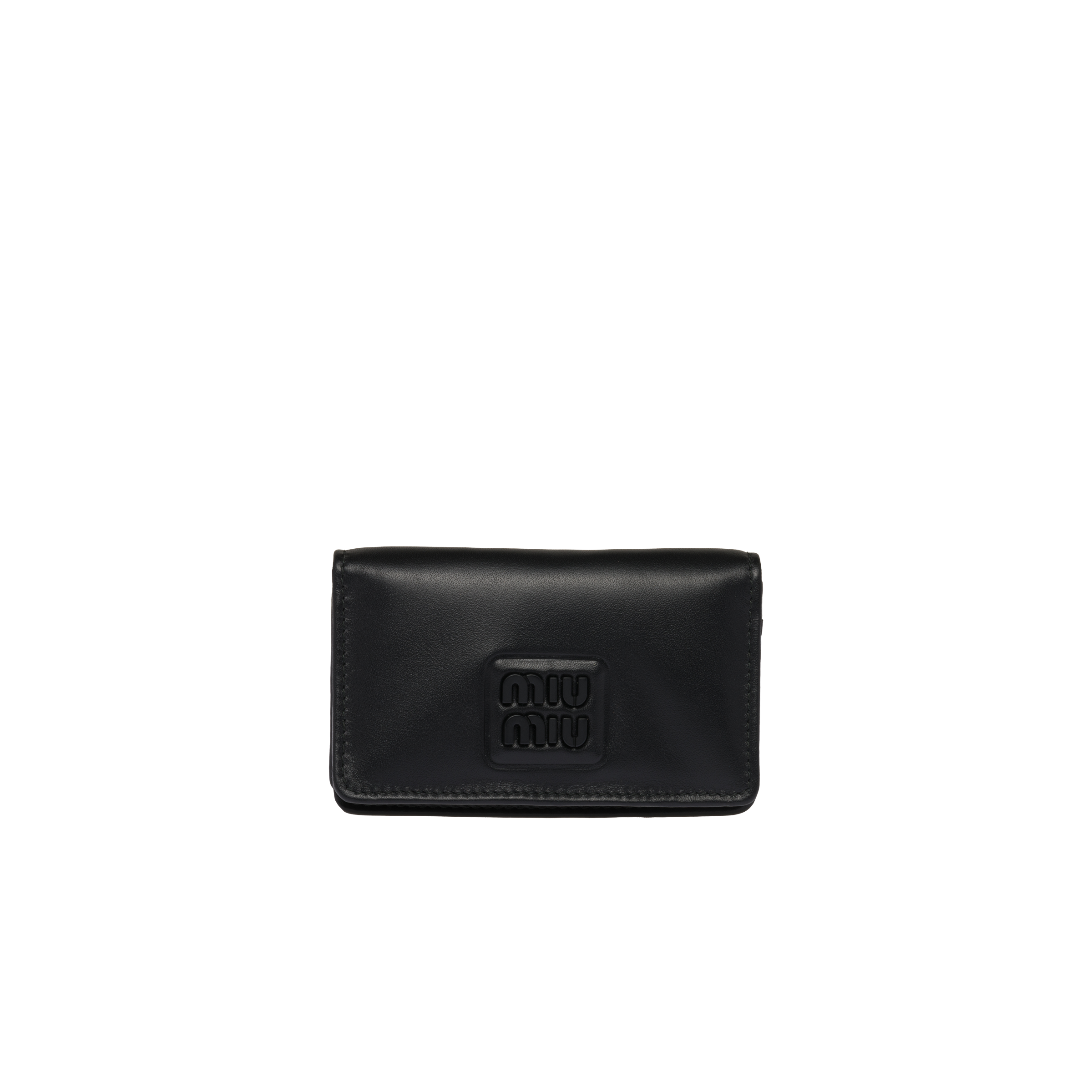 Leather Card Holder Black Miu Miu