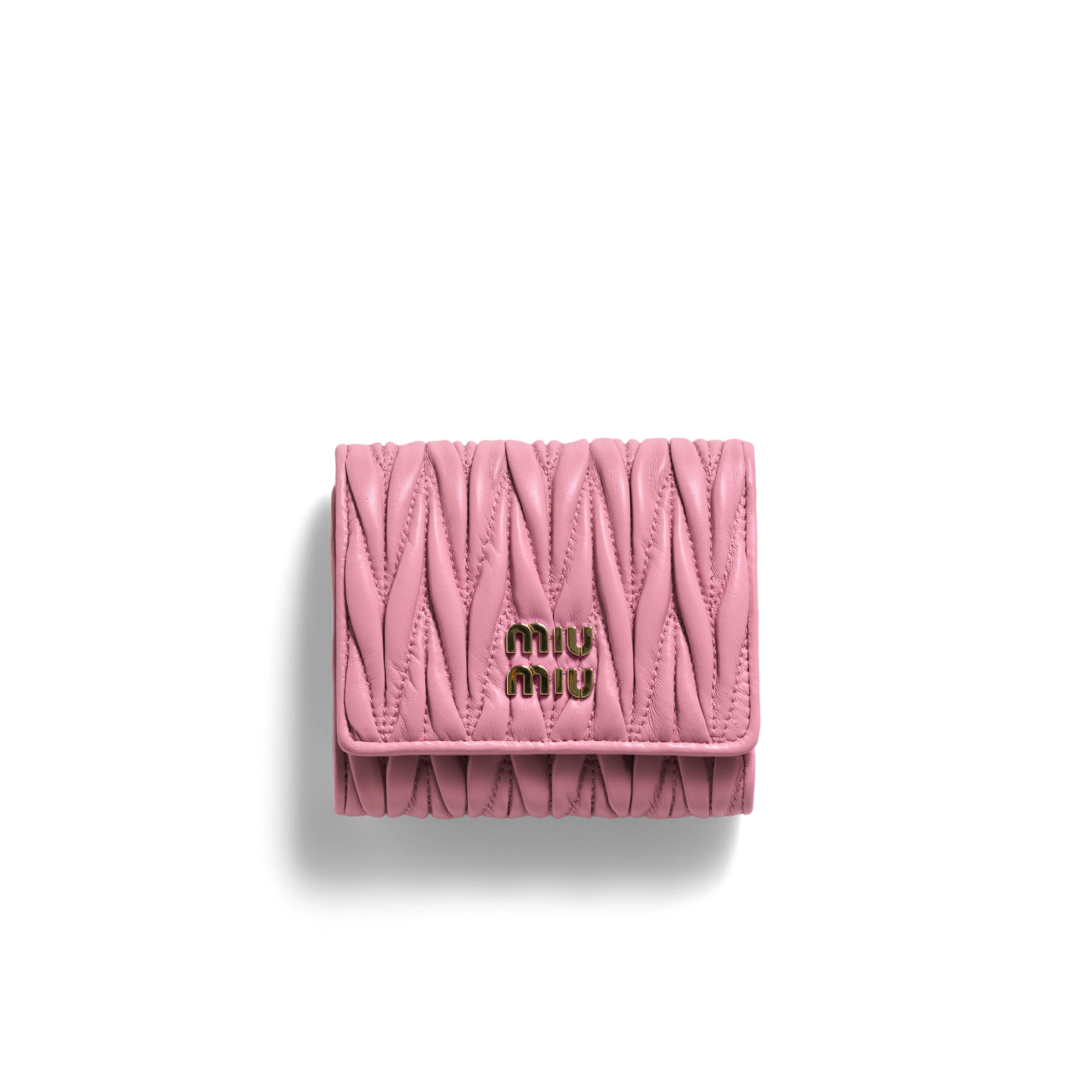 Miu Miu Small Matelassé Nappa Leather Wallet, Woman, Pink
