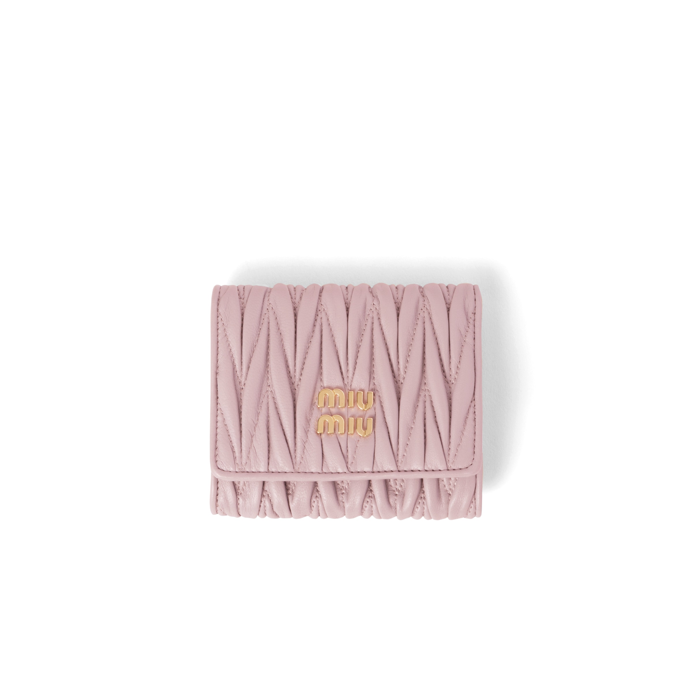 Miu Miu Small Matelassé Nappa Leather Wallet, Woman, Alabaster Pink