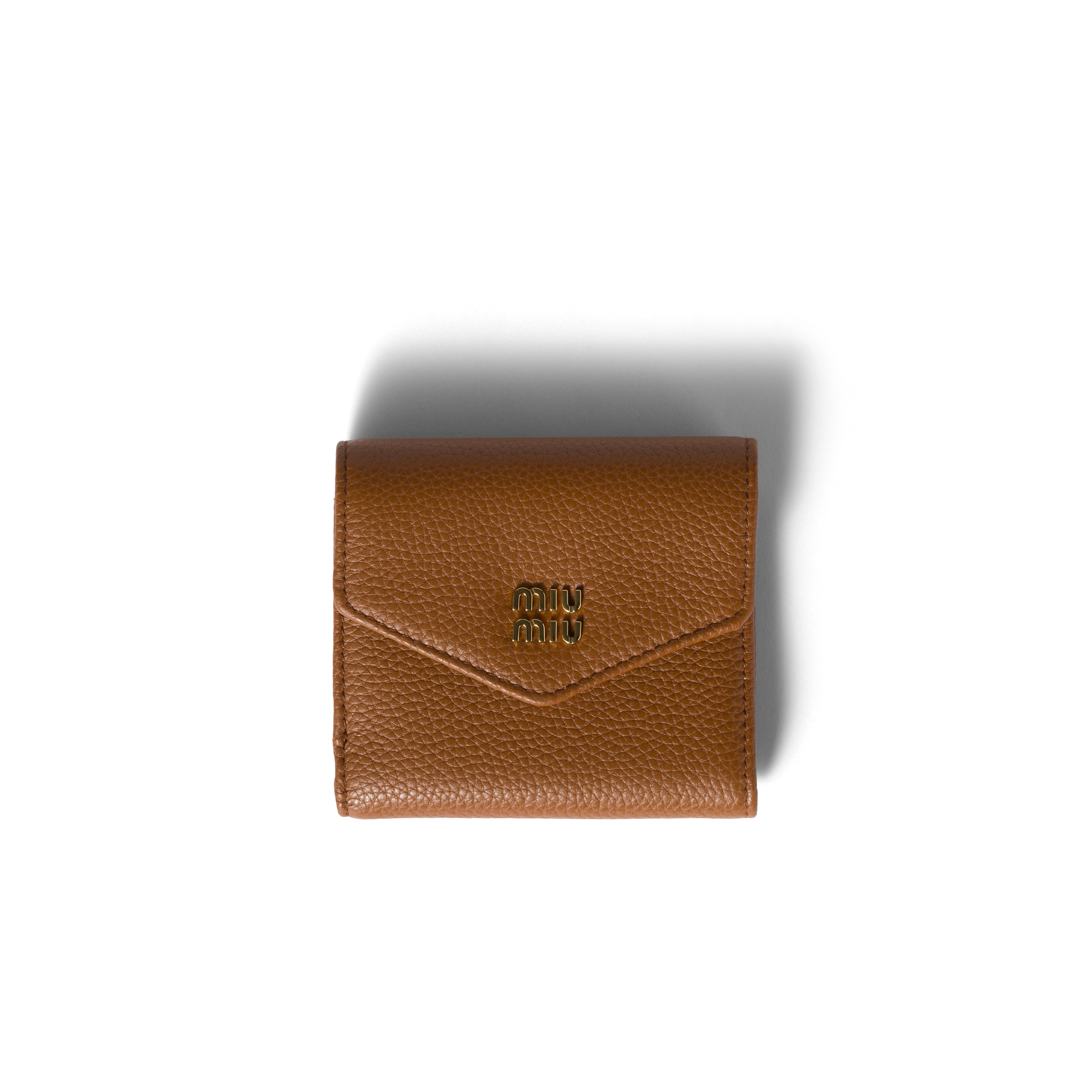 Miu Miu Small Leather Wallet, Woman, Cognac