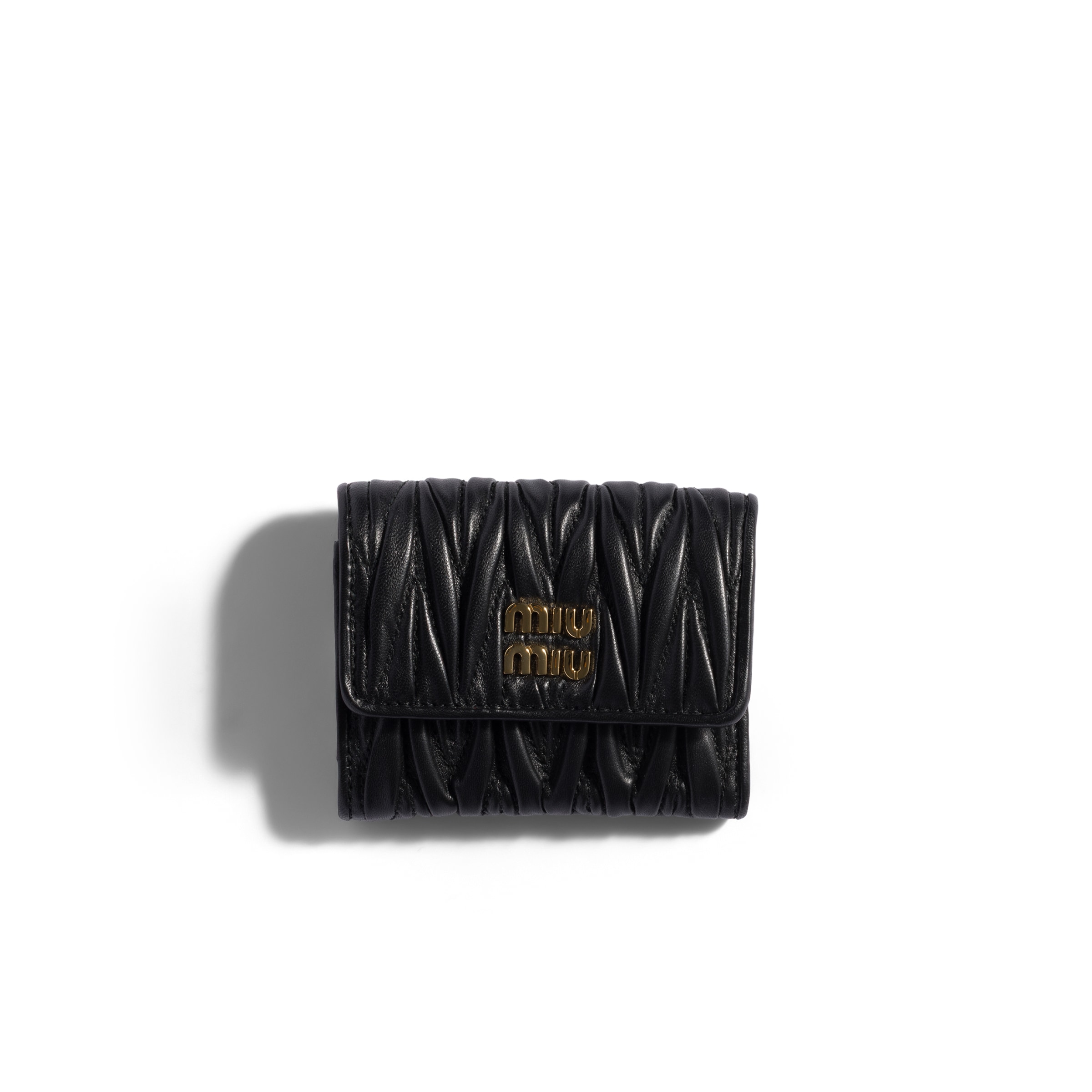 Matelassé Nappa Leather Small Wallet, Woman, Black