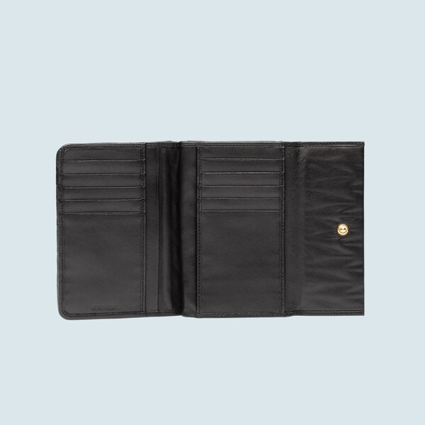 软羊革钱夹黑色 Miu Miu