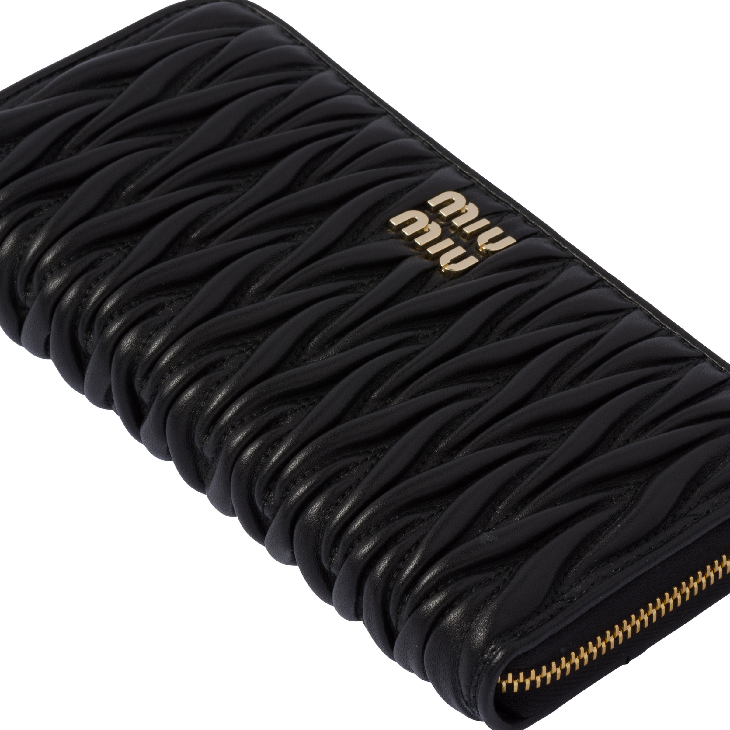 Black Large Matelassé Nappa Leather Wallet | Miu Miu