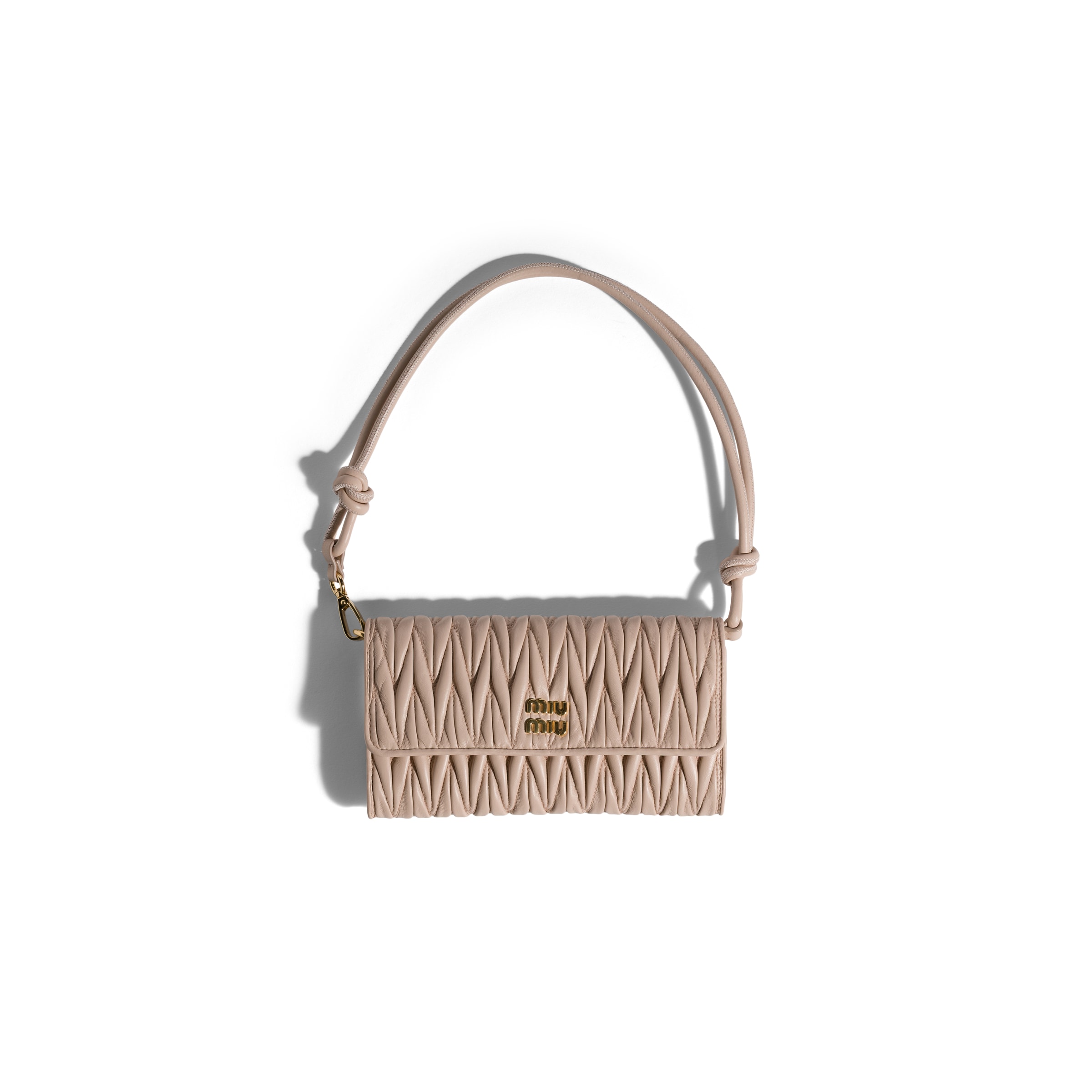 Miu Miu Matelassé Nappa Leather Wallet , Woman, Powder Pink