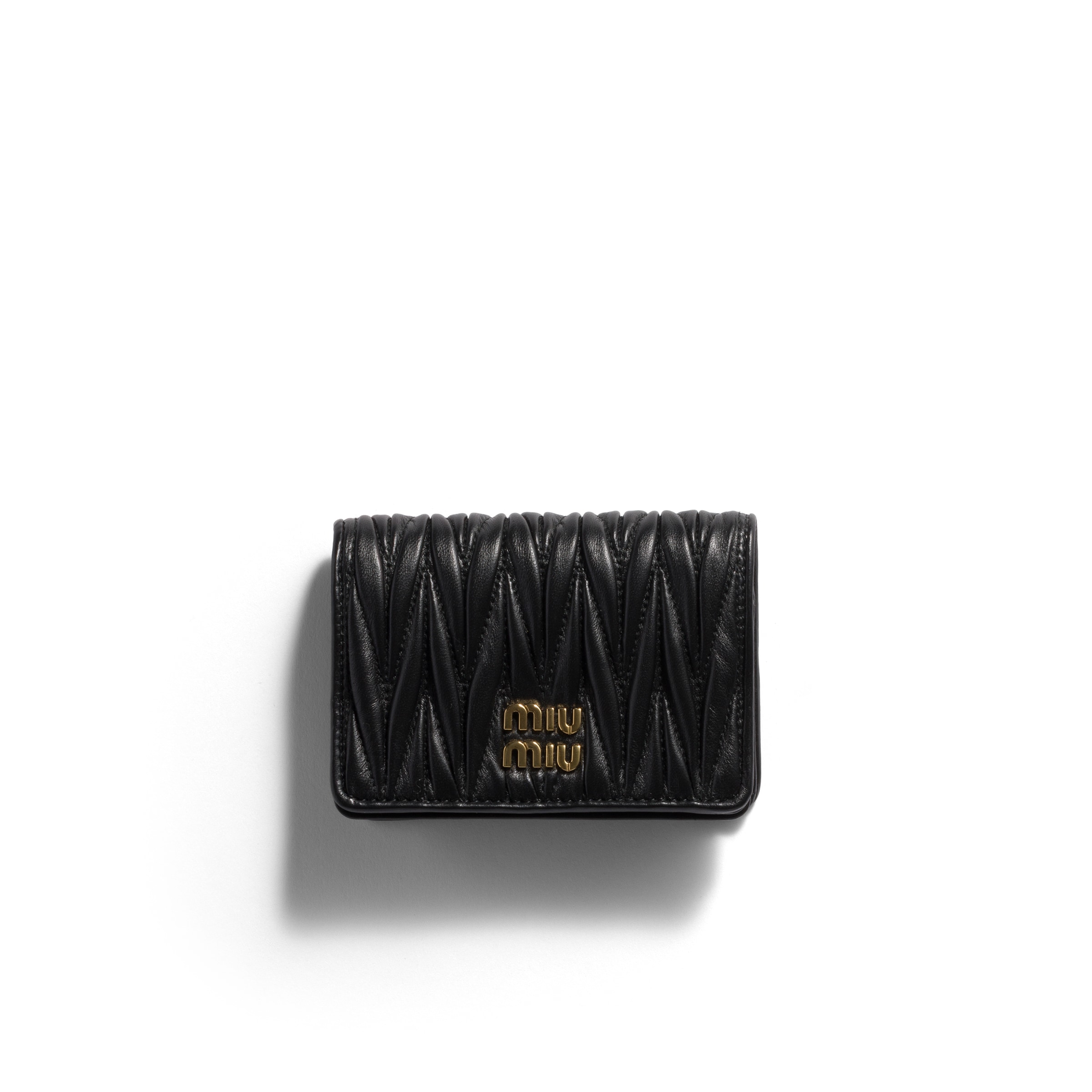 Miu Miu Small Matelassé Nappa Leather Wallet, Woman, Black