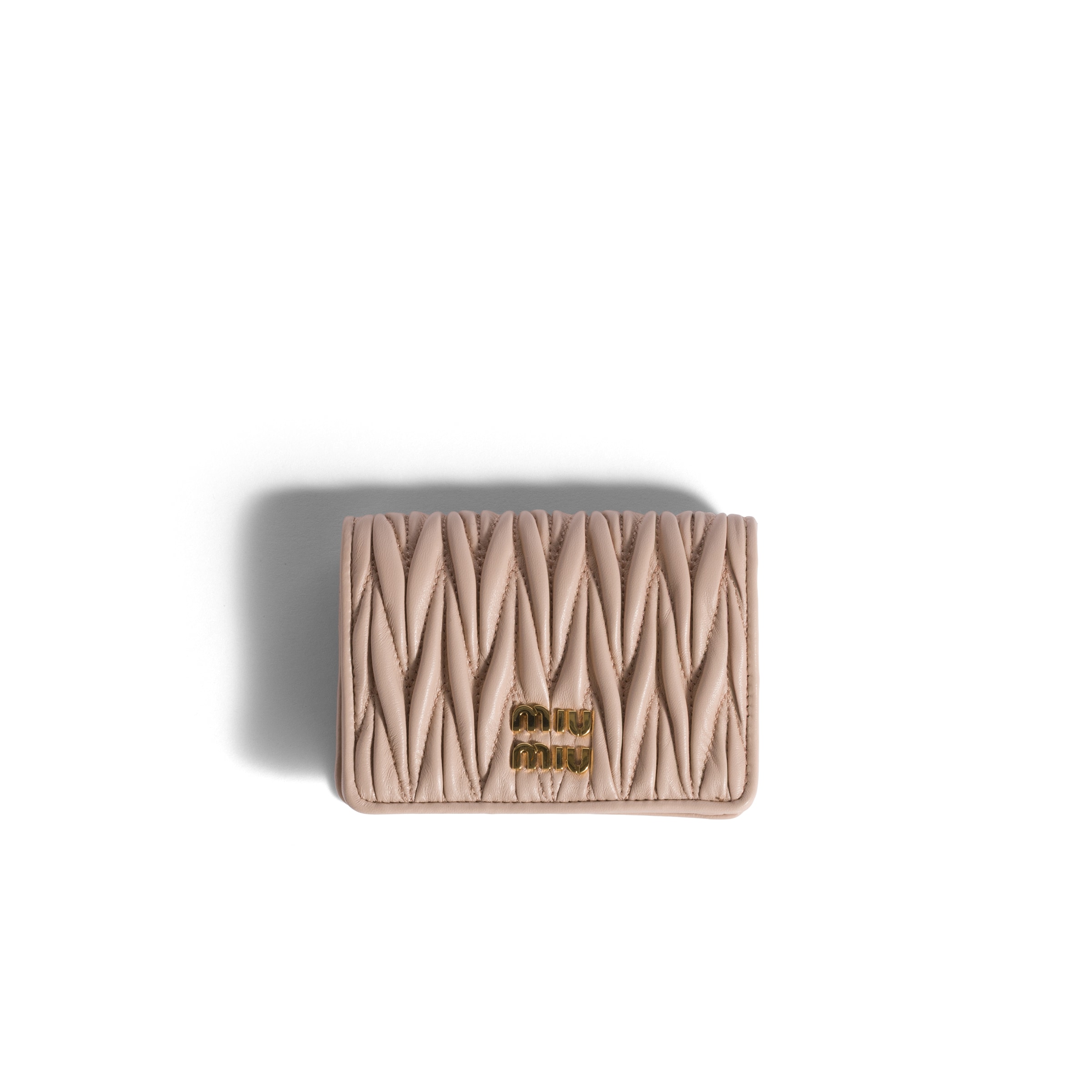 Miu Miu Small Matelassé Nappa Leather Wallet, Woman, Powder Pink